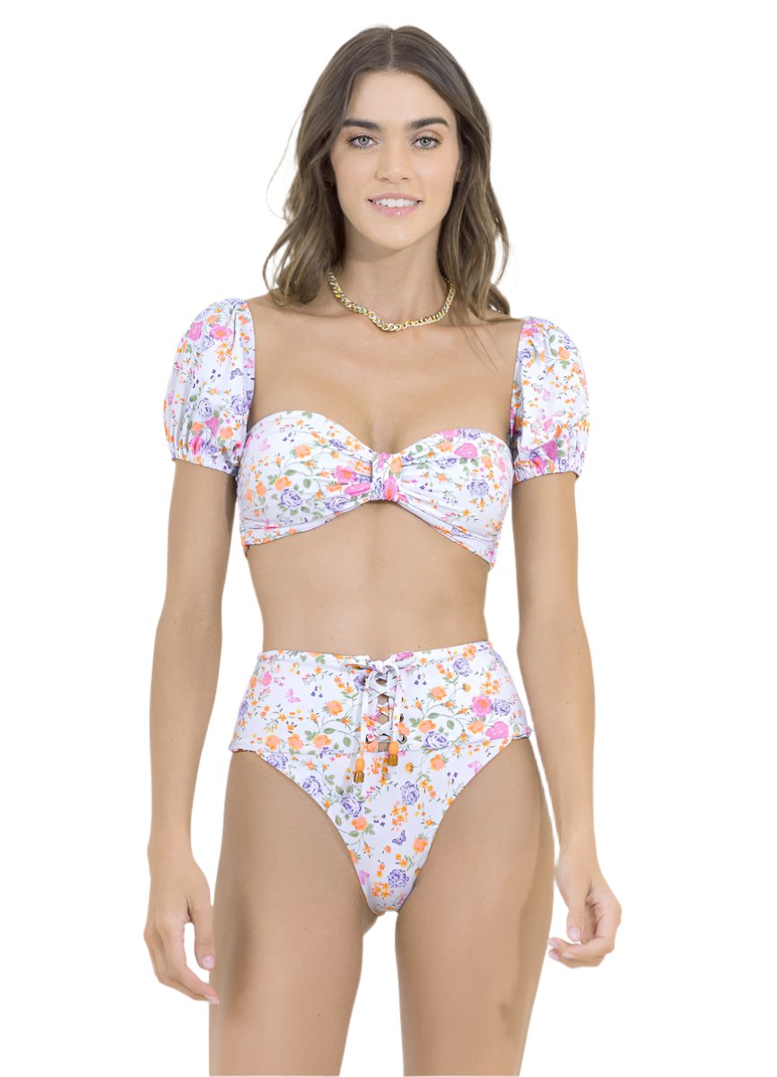 Maaji Backyard Ebony Puff Sleeve Bikini Top