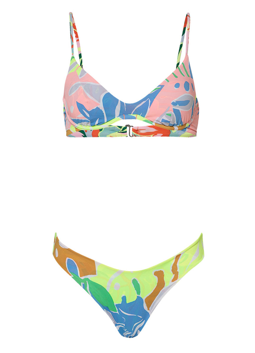 Maaji Neon Leafy Sublimity Regular Rise Classic Bikini Bottom