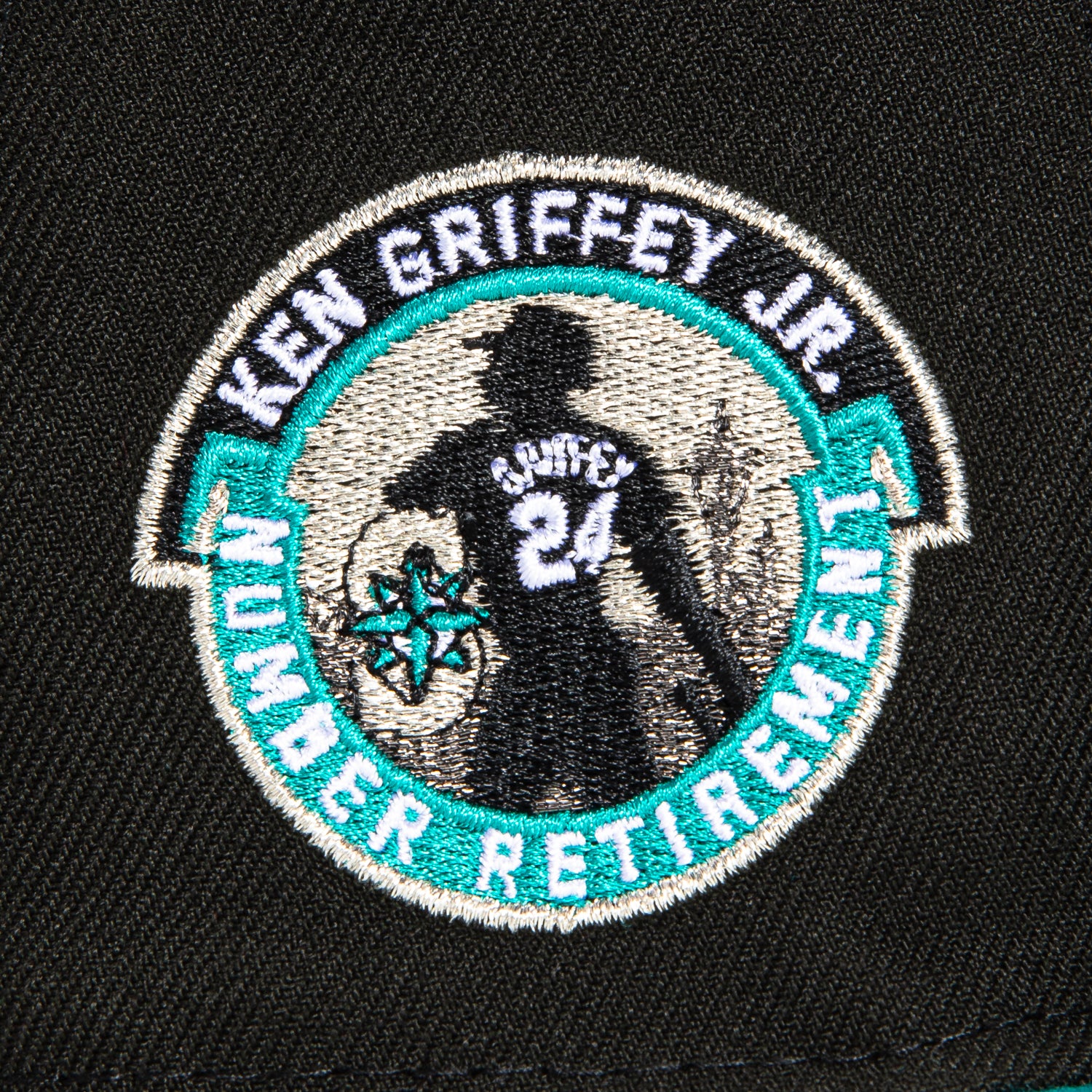 New Era 59Fifty Seattle Mariners Ken Griffey Jr. 24 Patch Hat - Black, Teal