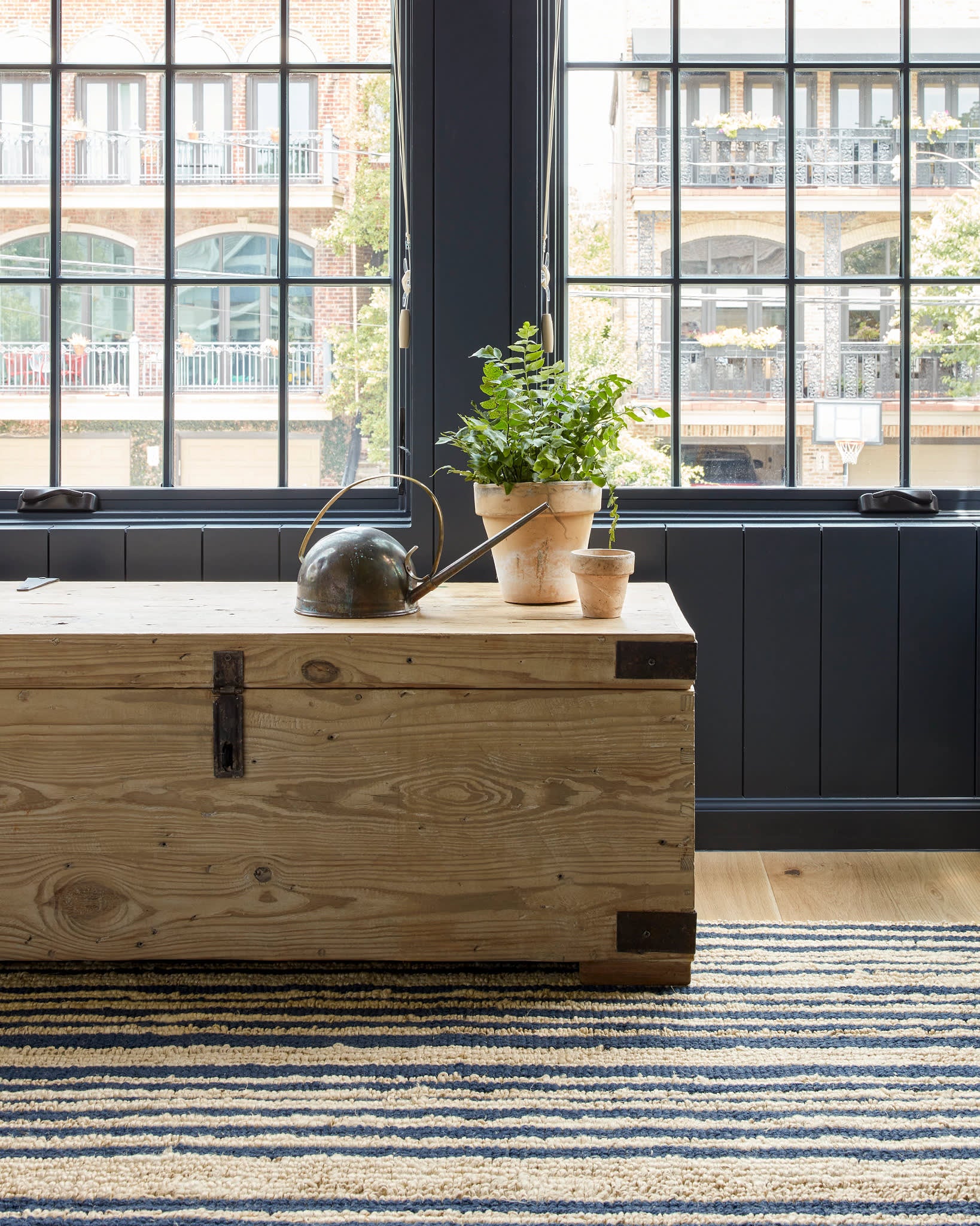 Calder Stripe Navy Handwoven Jute Rug