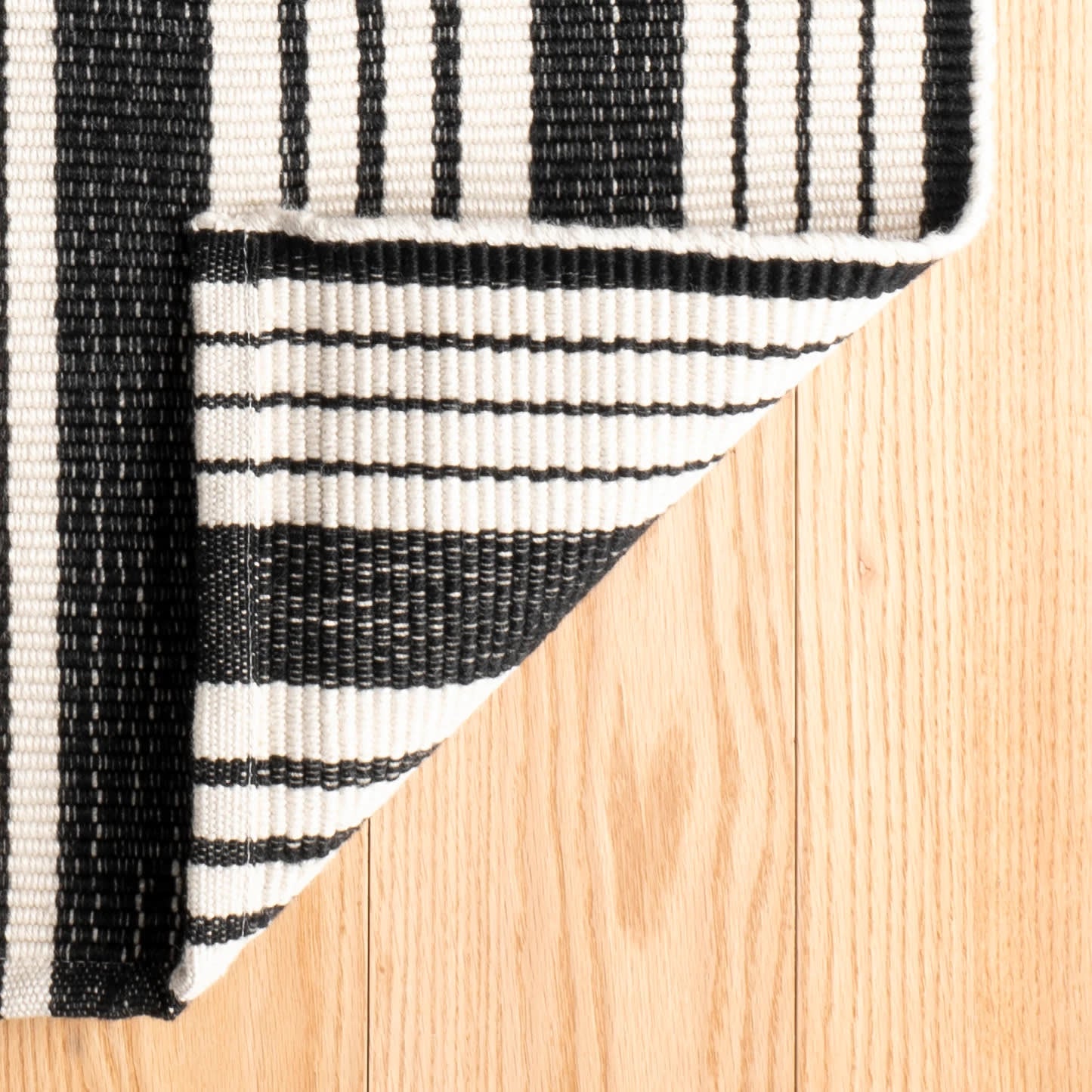 Birmingham Black Handwoven Cotton Rug