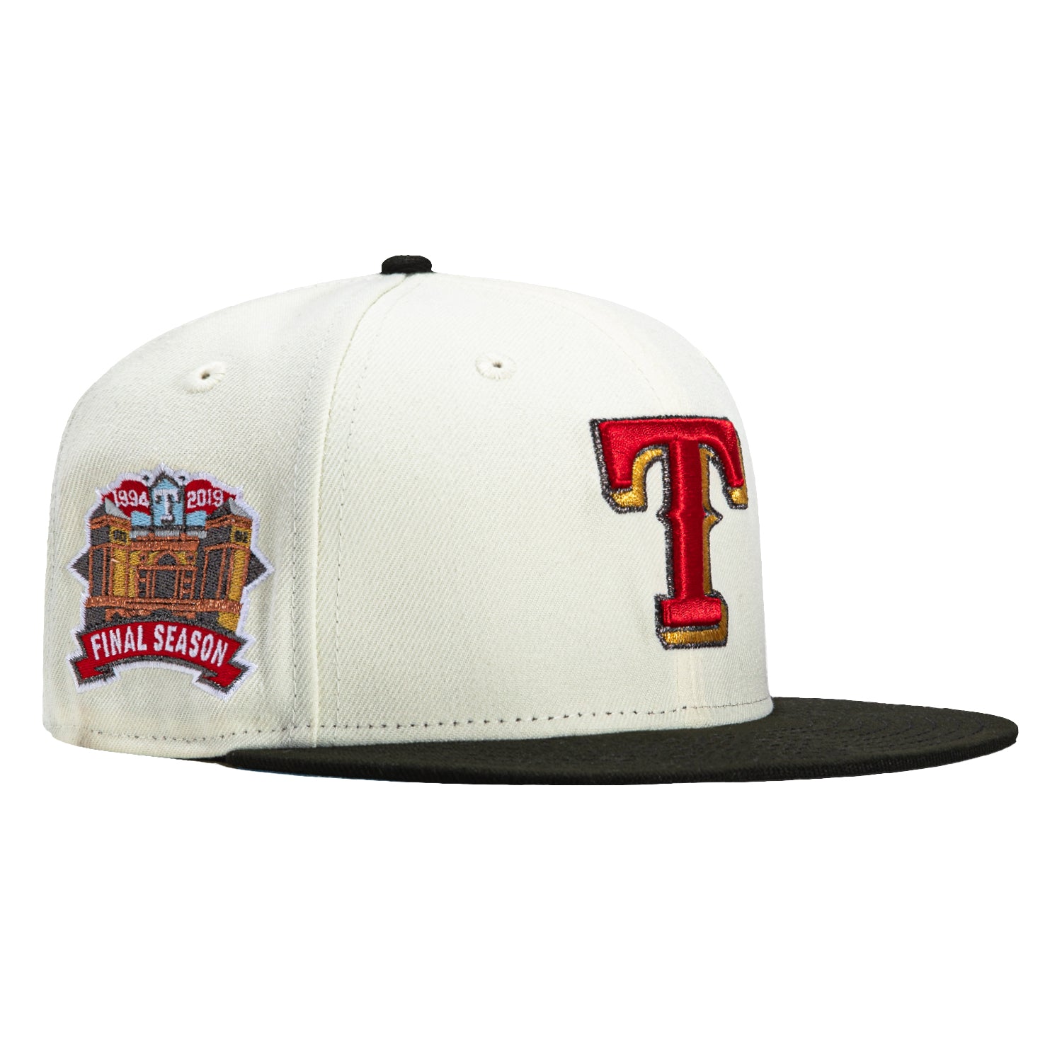 New Era 59Fifty Texas Rangers Final Season Patch Hat - White, Black, Red