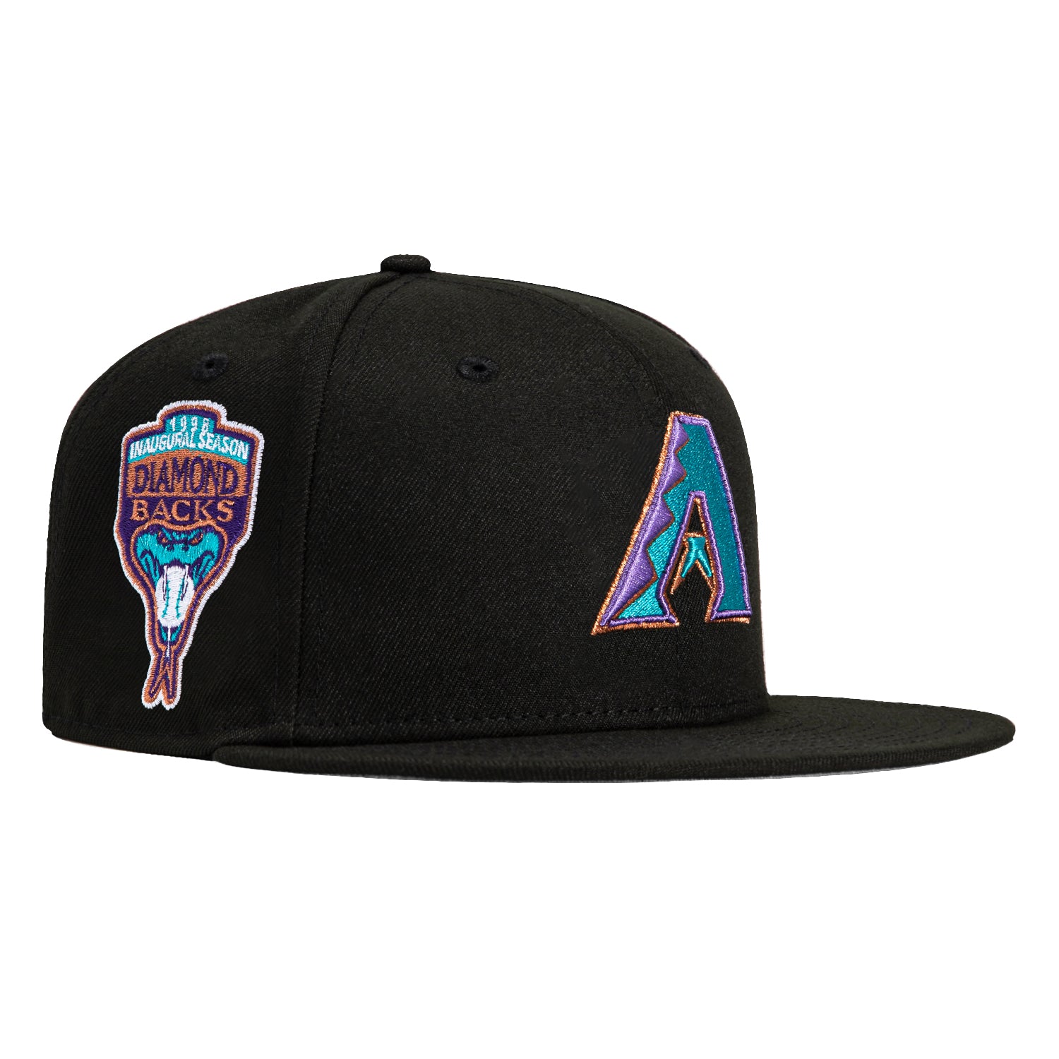 New Era 59Fifty Arizona Diamondbacks Inaugural Patch A Hat - Black, Teal, Metallic Copper