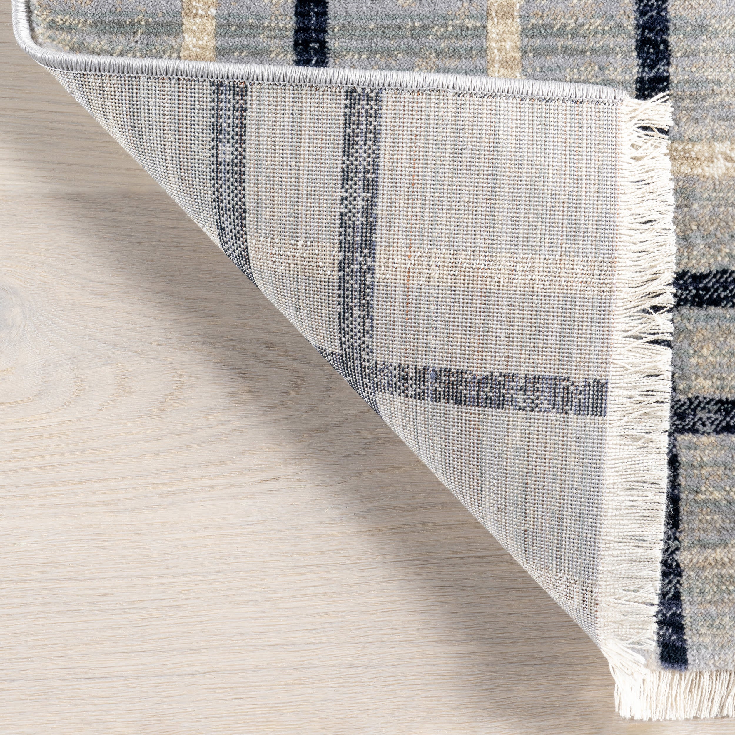 Lina Plaid Fringed Rug | Blue