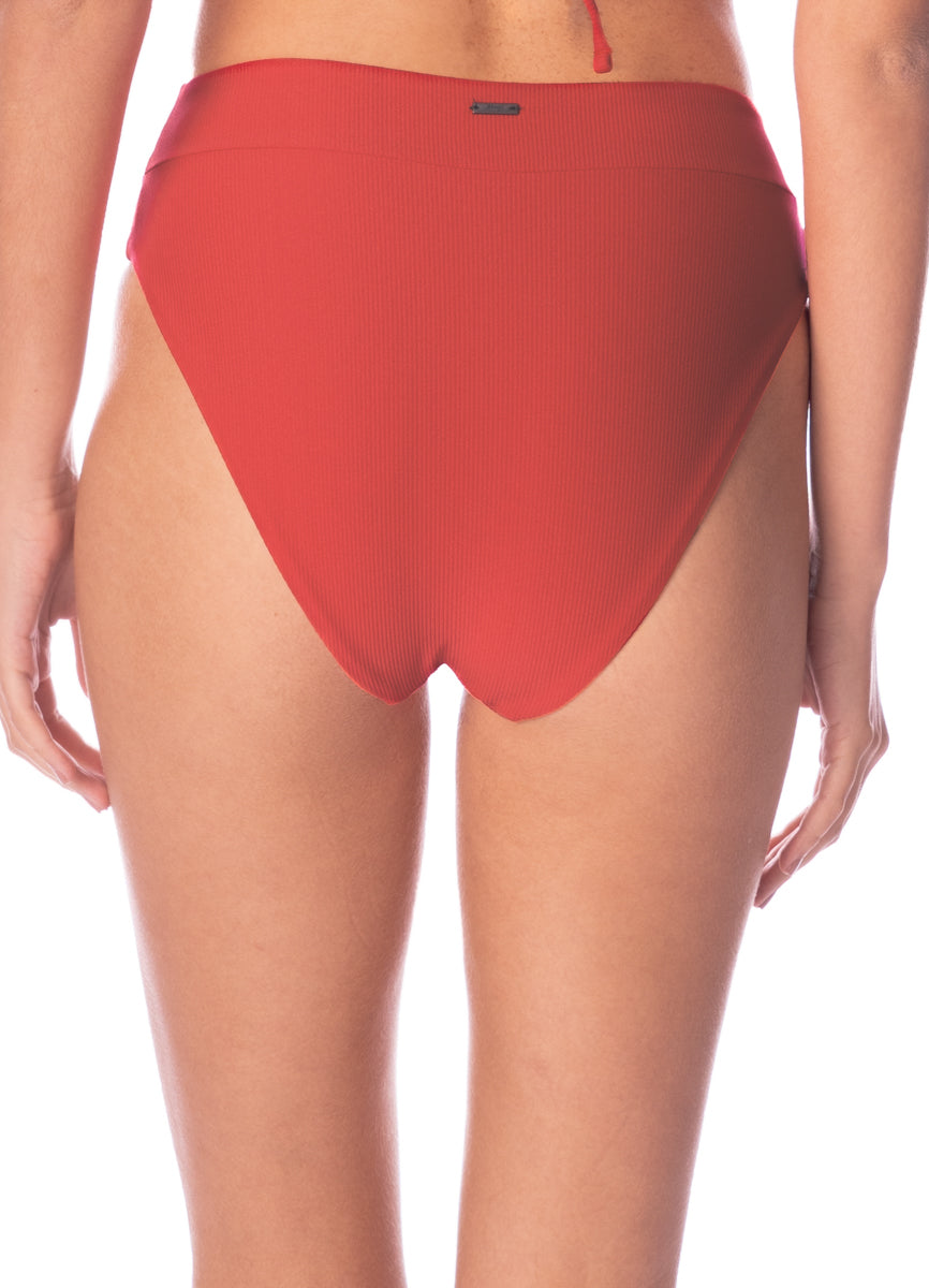 Maaji Red Camelia Suzy Q High Rise Classic Bikini Bottom