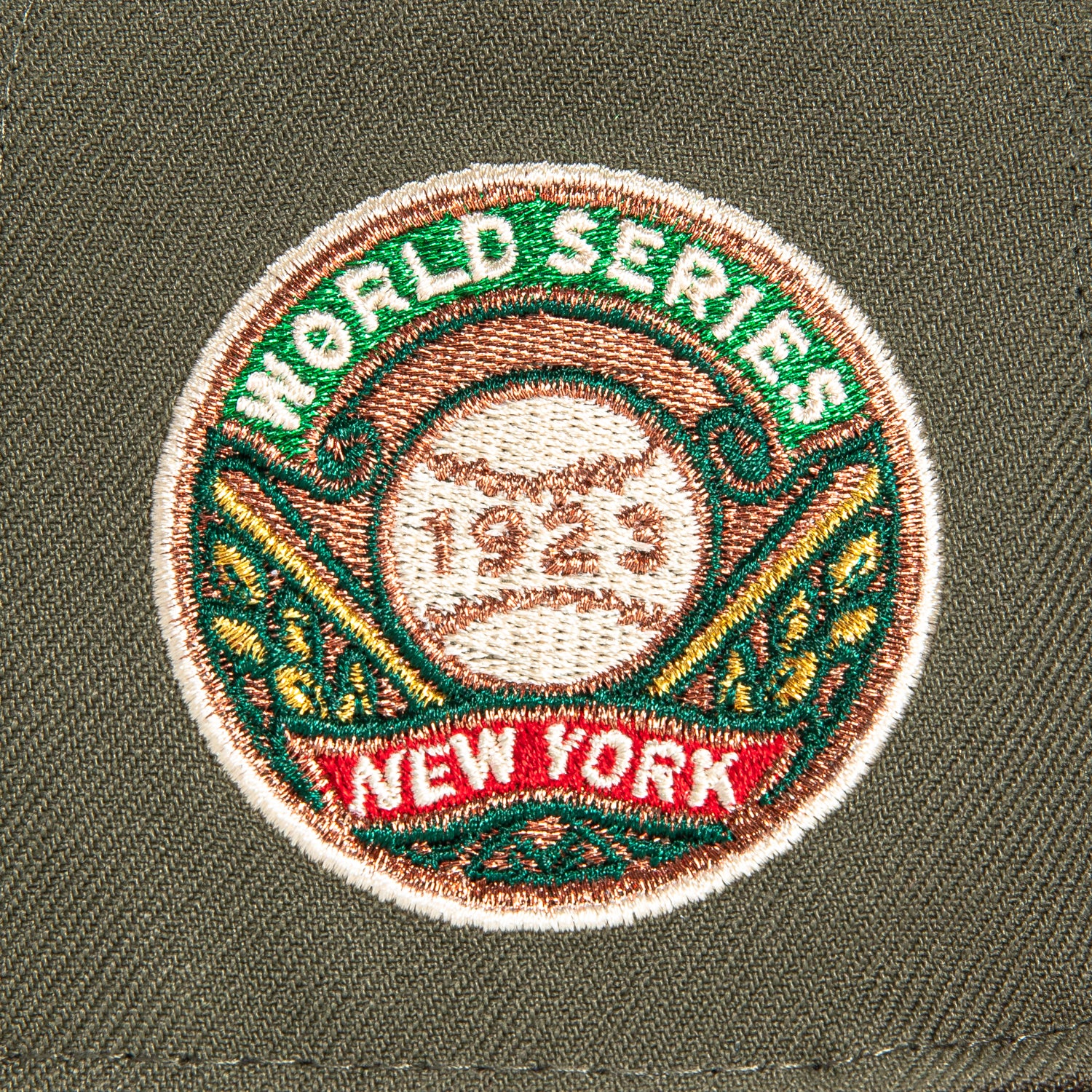 New Era 59Fifty Winter Forest New York Yankees 1923 World Series Patch Script Hat - Olive, Cardinal