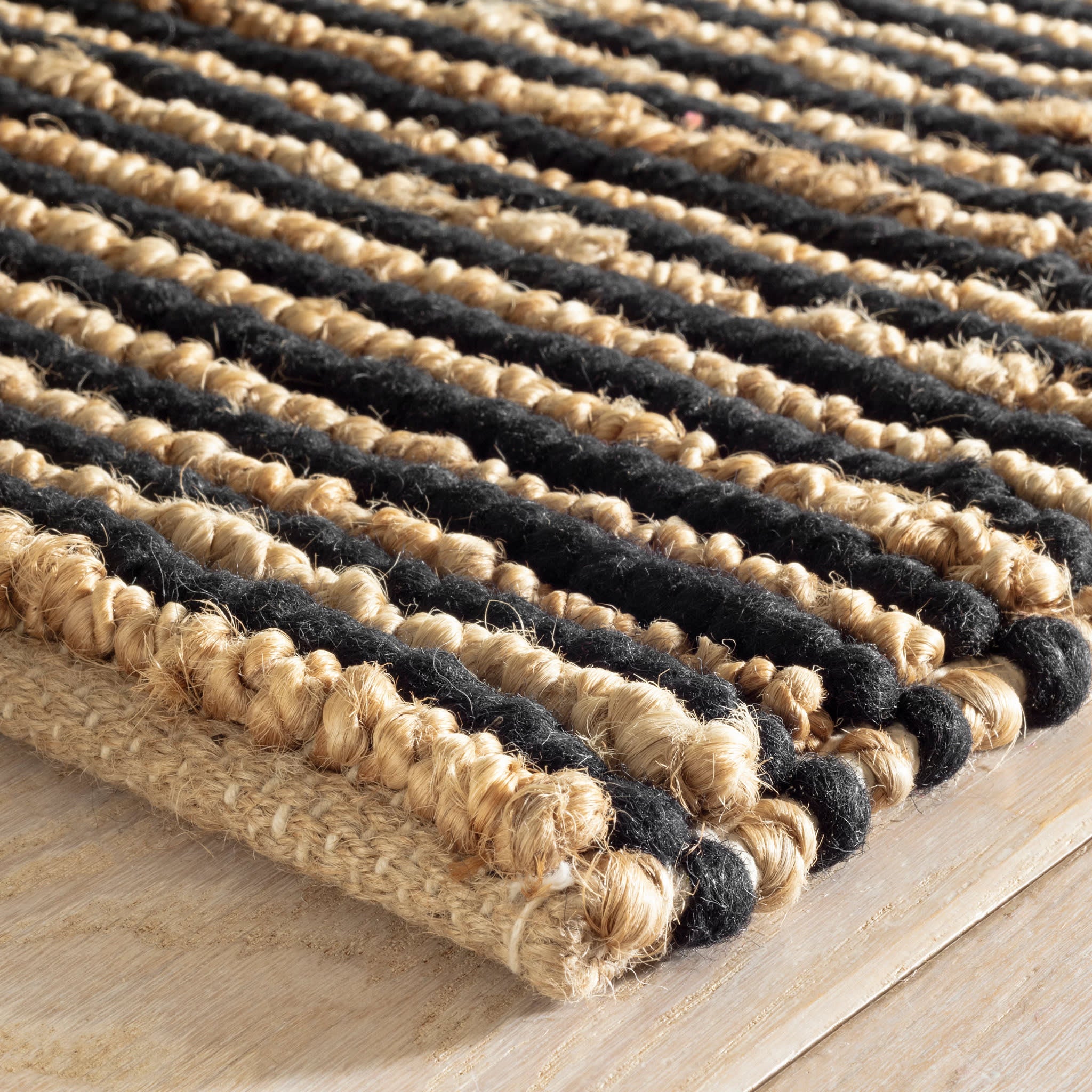 Twiggy Black Handwoven Wool/Jute Rug