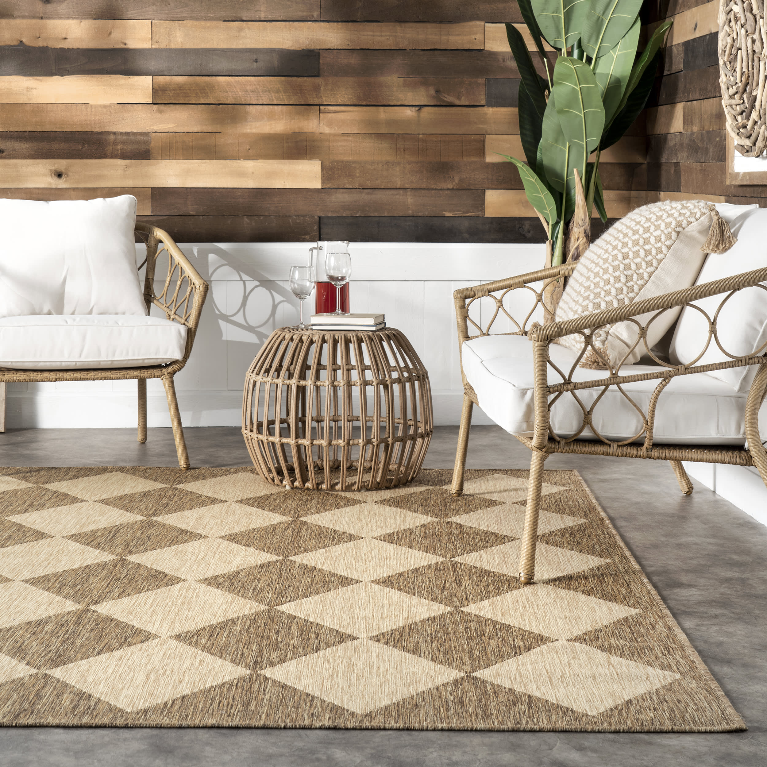 Adelaide Harlequin Indoor/Outdoor Rug | Brown