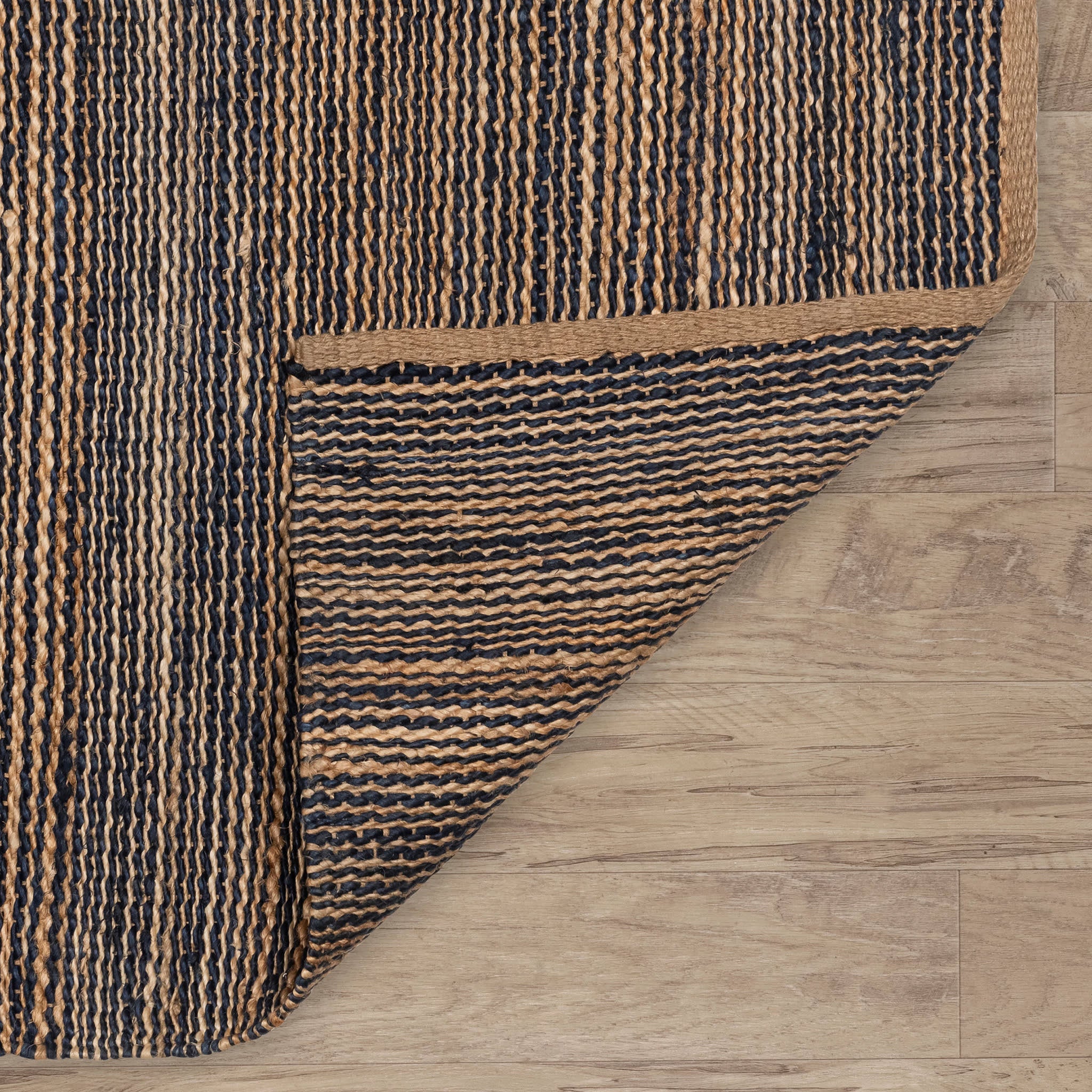 Striped Blue/Natural Handwoven Jute Rug