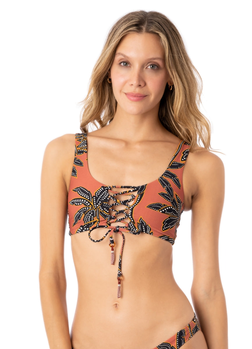 Maaji Phoenix Palm Guinea Sporty Bralette Bikini Top