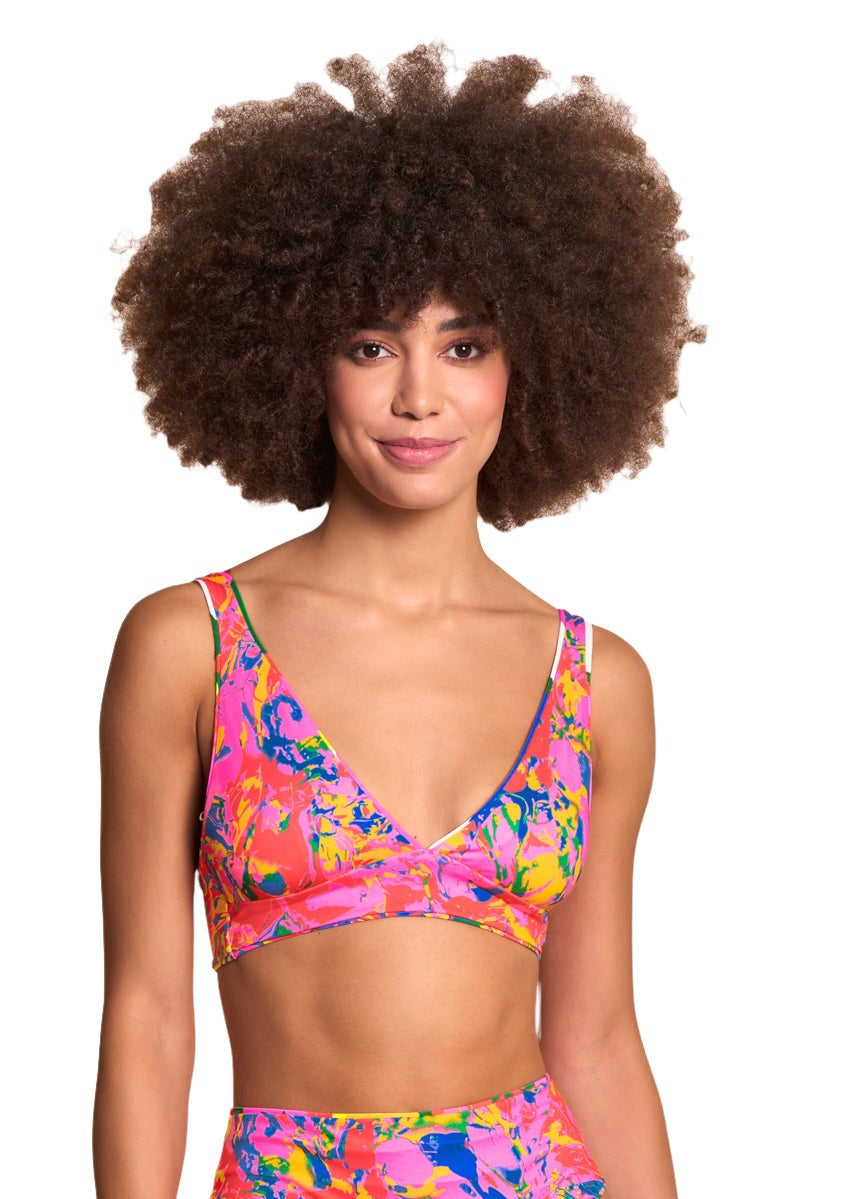 Maaji Crayonflower Rocky Long Line Triangle Bikini Top