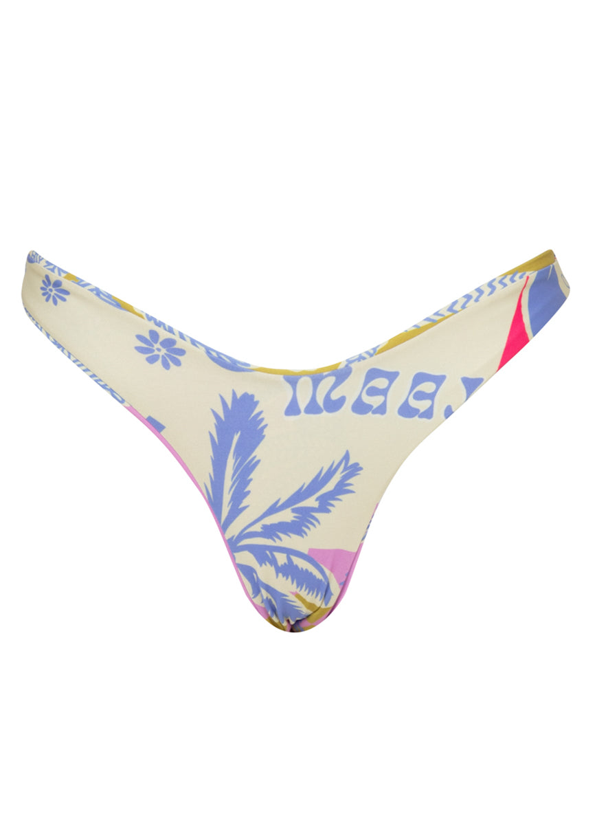 Maaji Periwinkle Palms Splendour Regular Rise Thin Side  Bikini Bottom