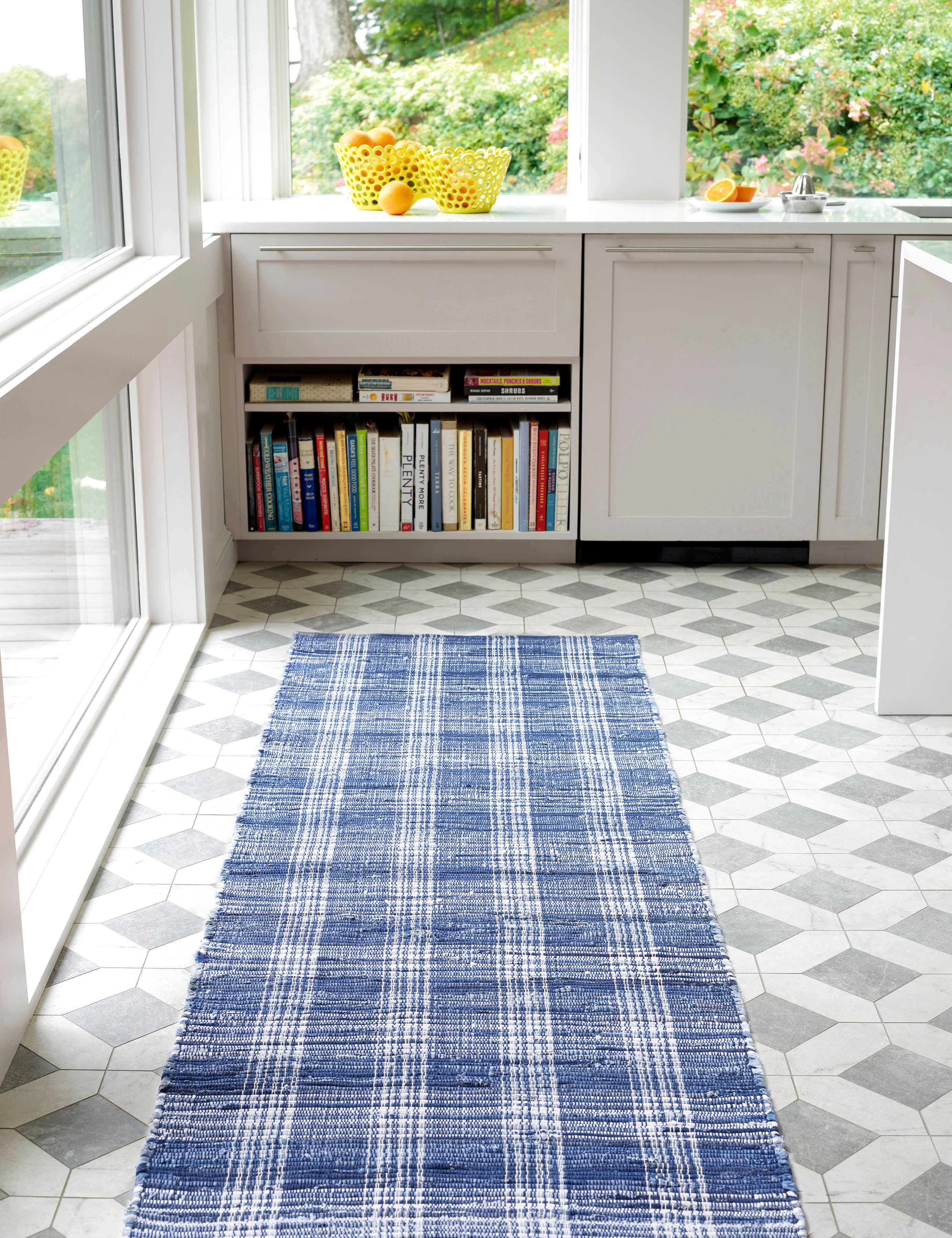 Denim Plaid Handwoven Cotton Rug