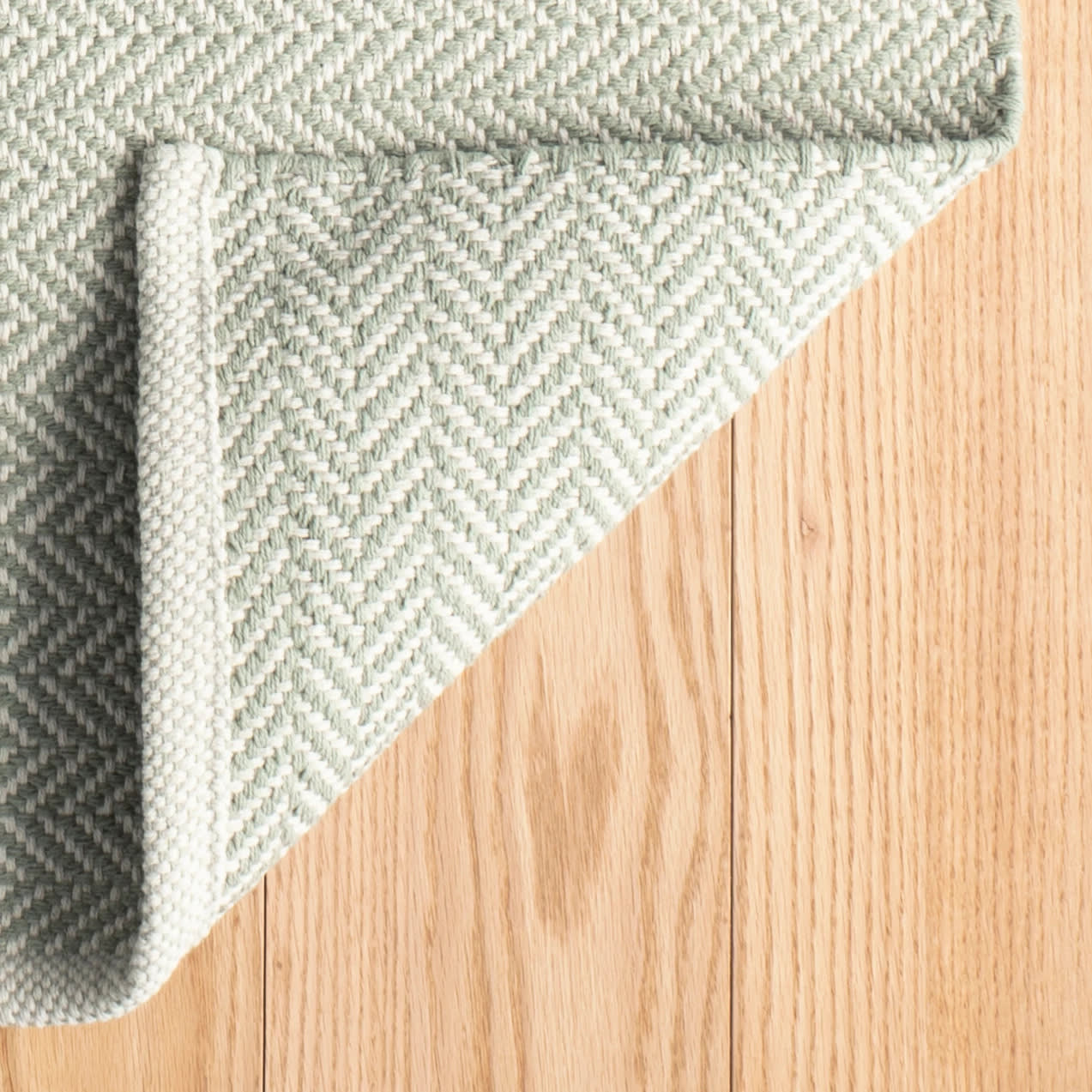 Herringbone Ocean Handwoven Cotton Rug