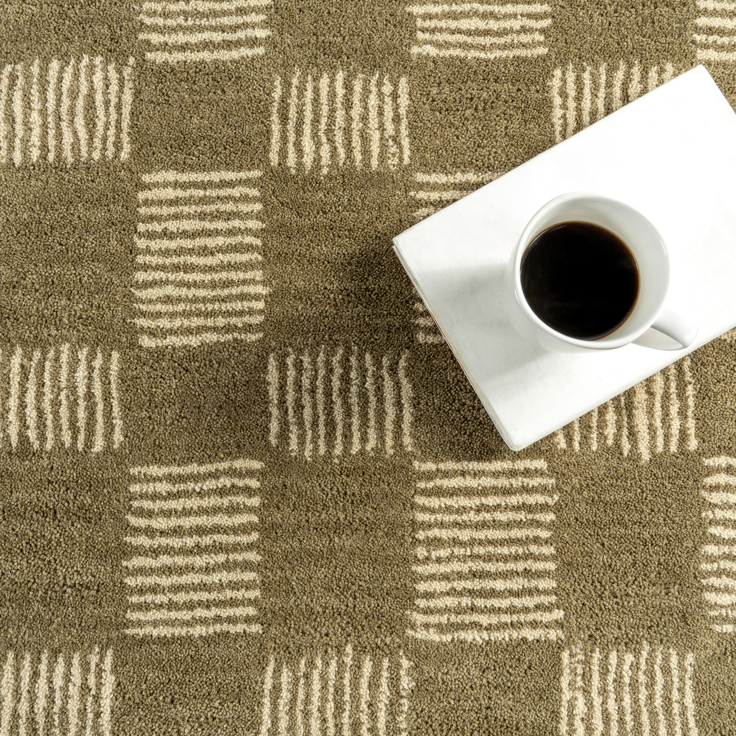 Quince Checked Wool Rug | Olive