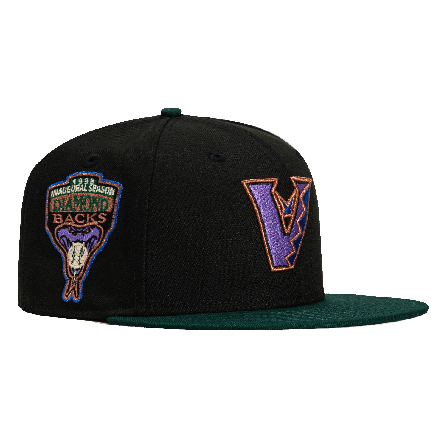 New Era 59Fifty Arizona Diamondbacks Inaugural Patch Upside Down Hat - Black, Green, Purple, Royal