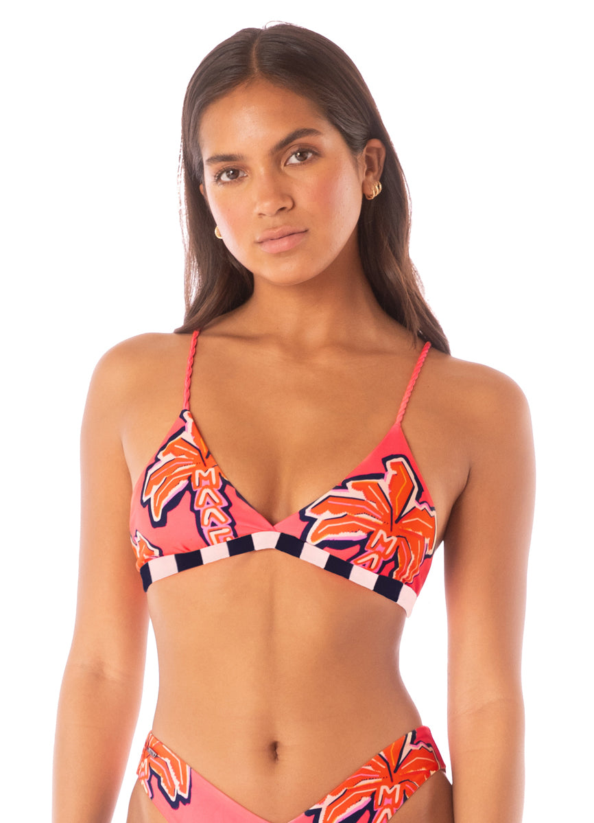 Maaji Racing Palms Rasha Fixed Triangle Bikini Top