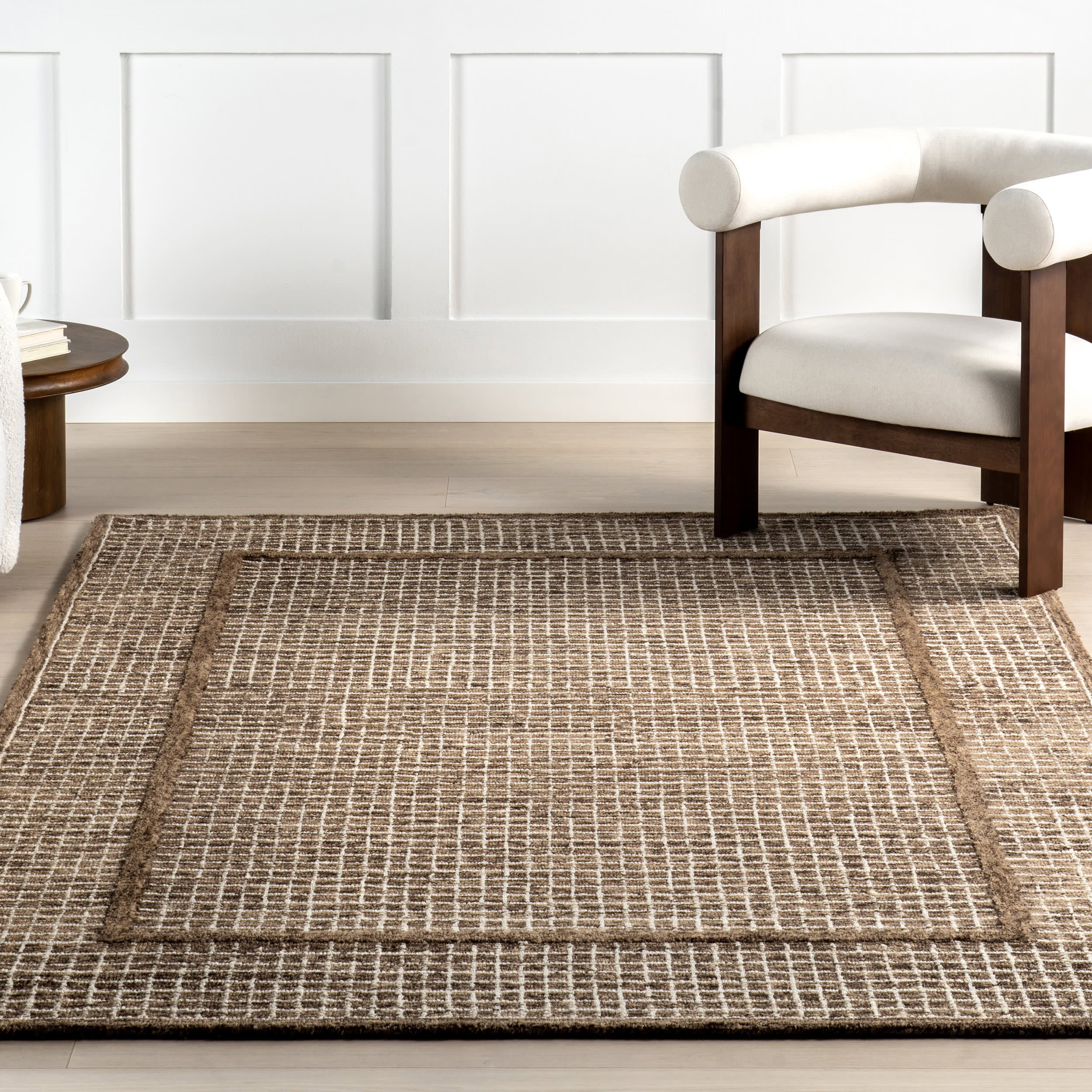 Chessie Checked Wool Rug | Brown