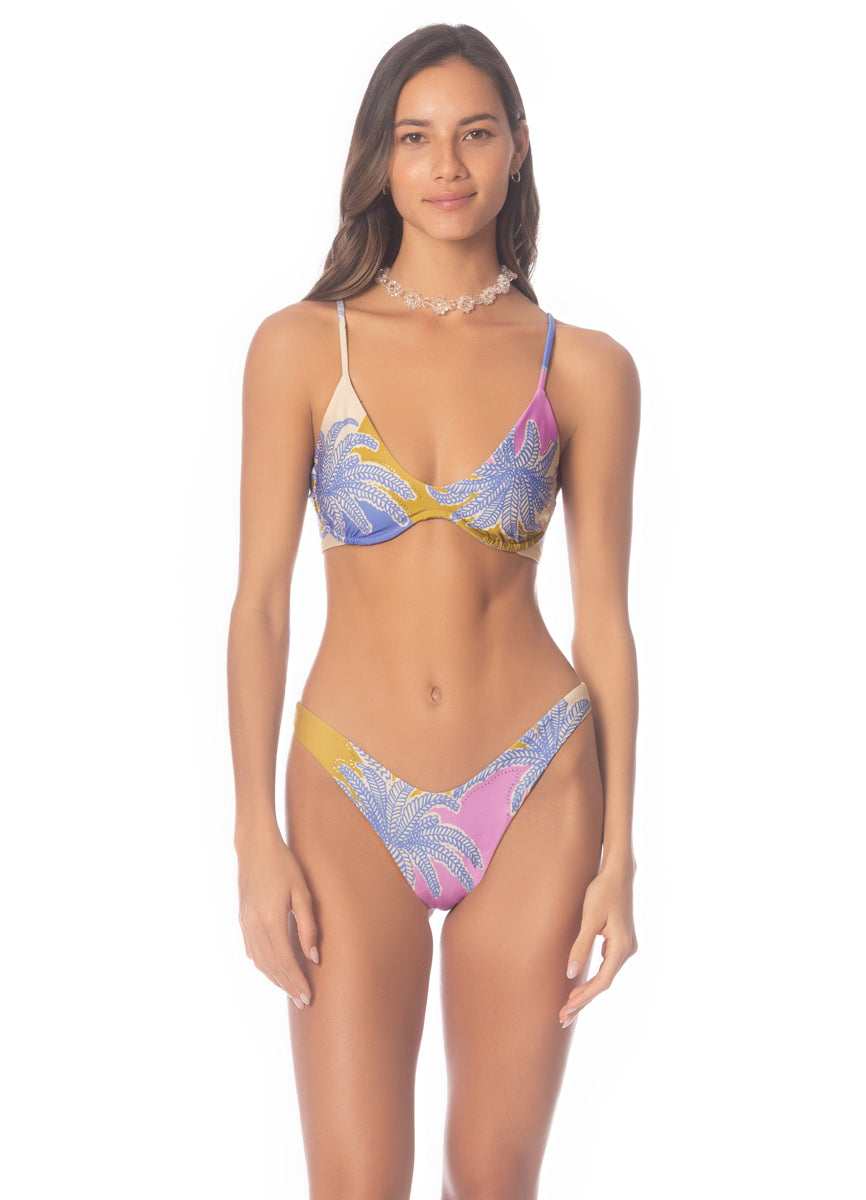 Maaji Periwinkle Palms Splendour Regular Rise Thin Side  Bikini Bottom