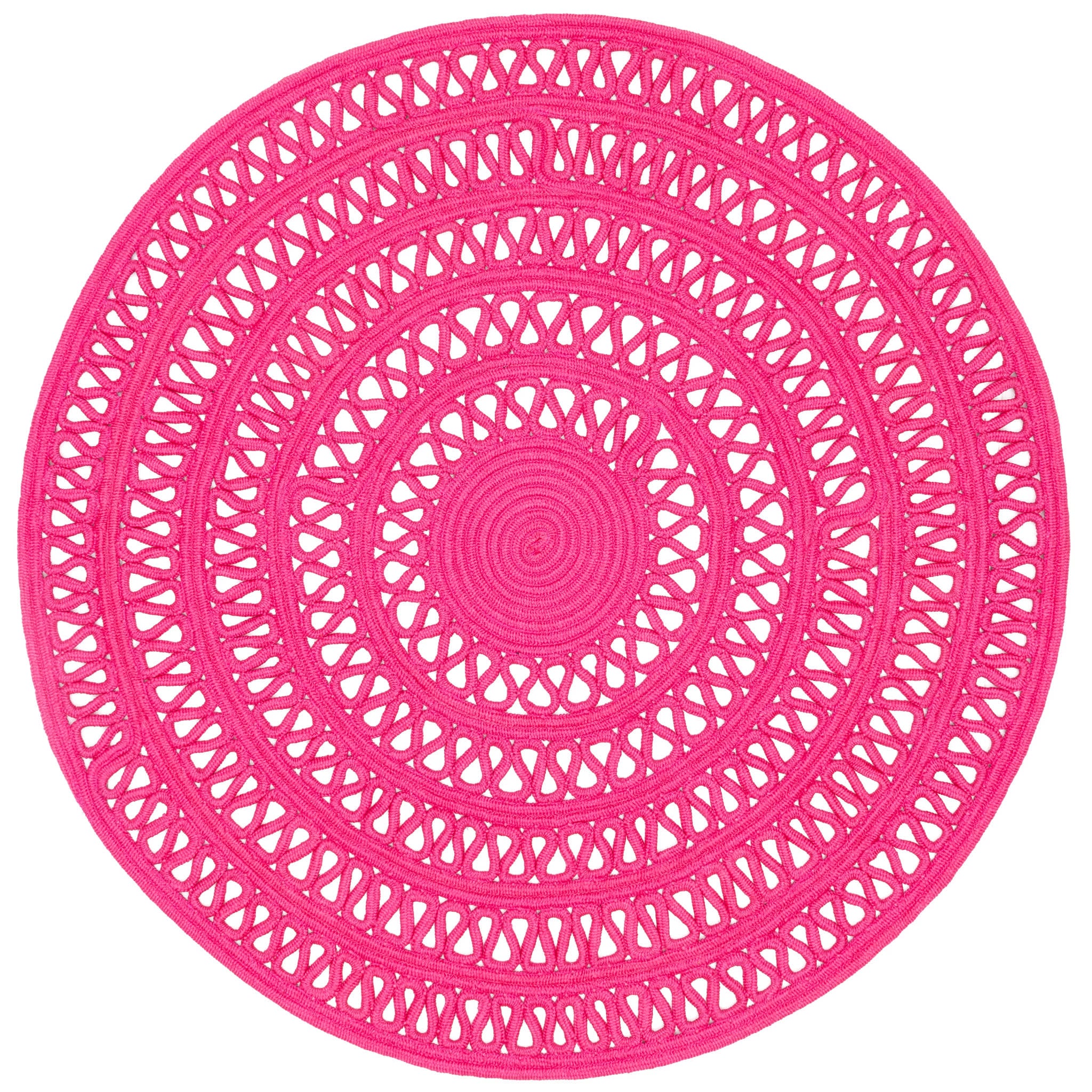 Bowline Fuchsia Handwoven Indoor/Outdoor Round Rug