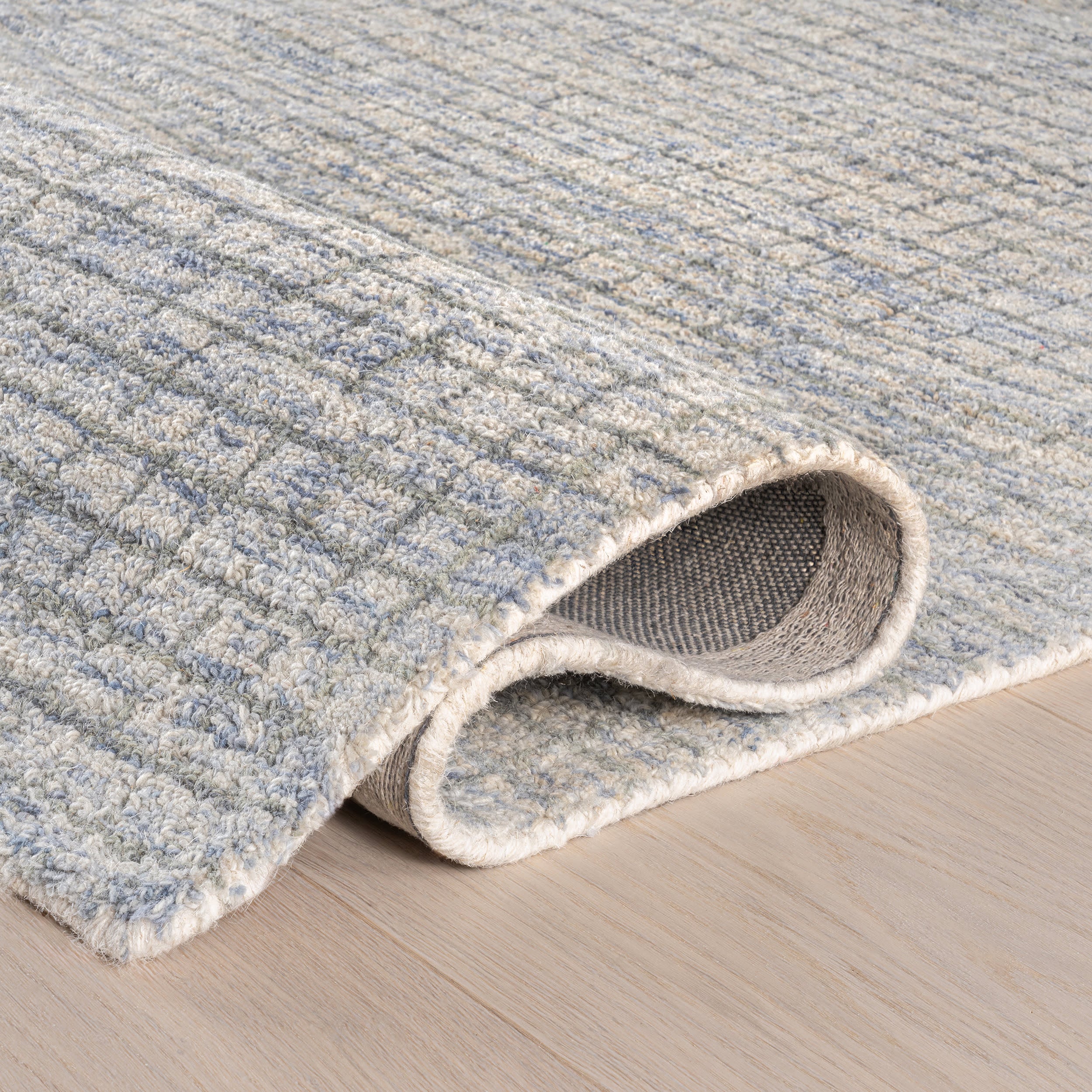 Melrose Checked Rug | Light Blue & Grey