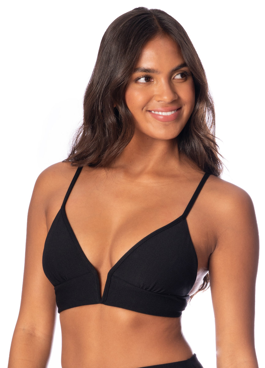 Maaji Jade Black Parade Long Line Triangle Bikini Top