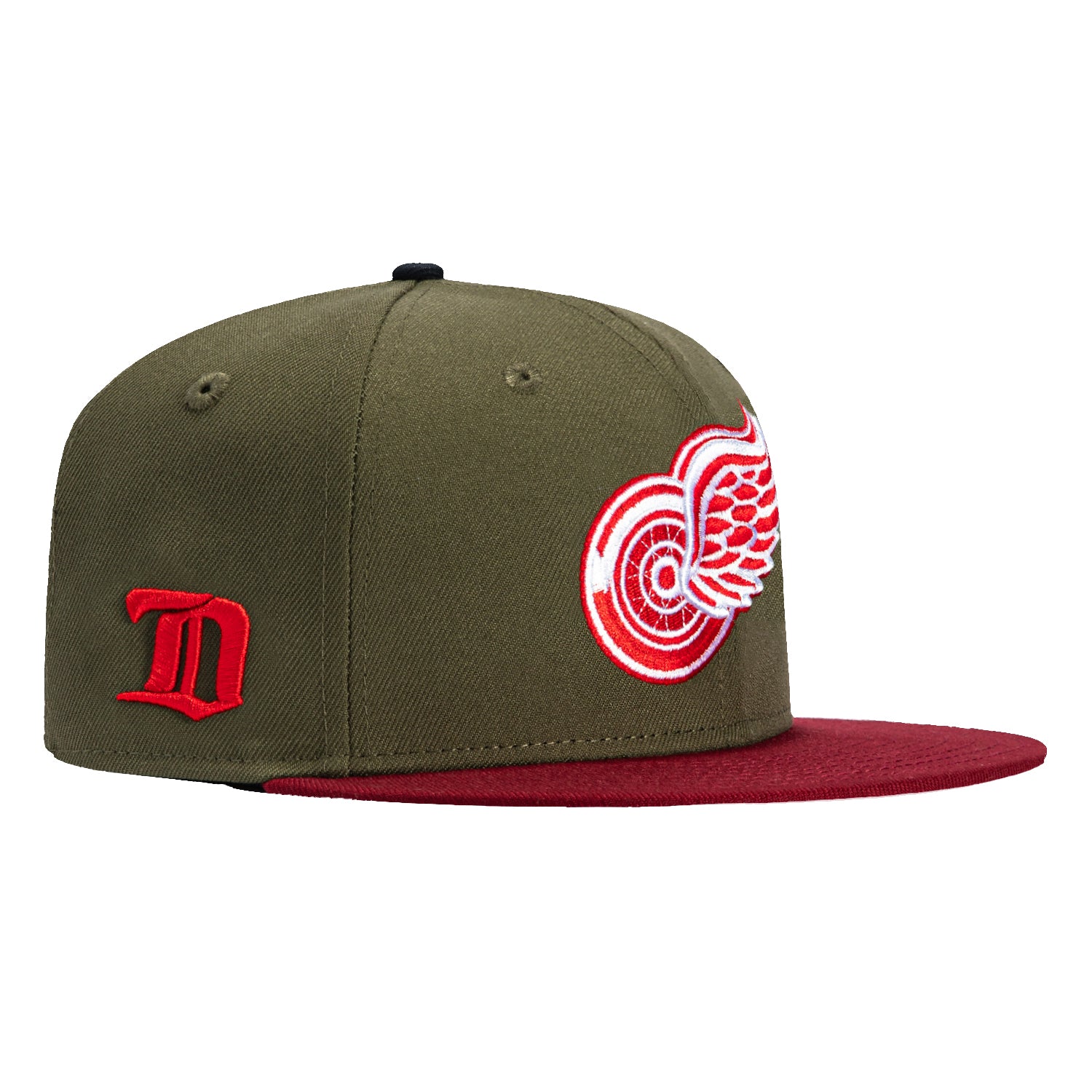 New Era 59Fifity Detroit Red Wings Logo Patch Hat - Olive, Cardinal