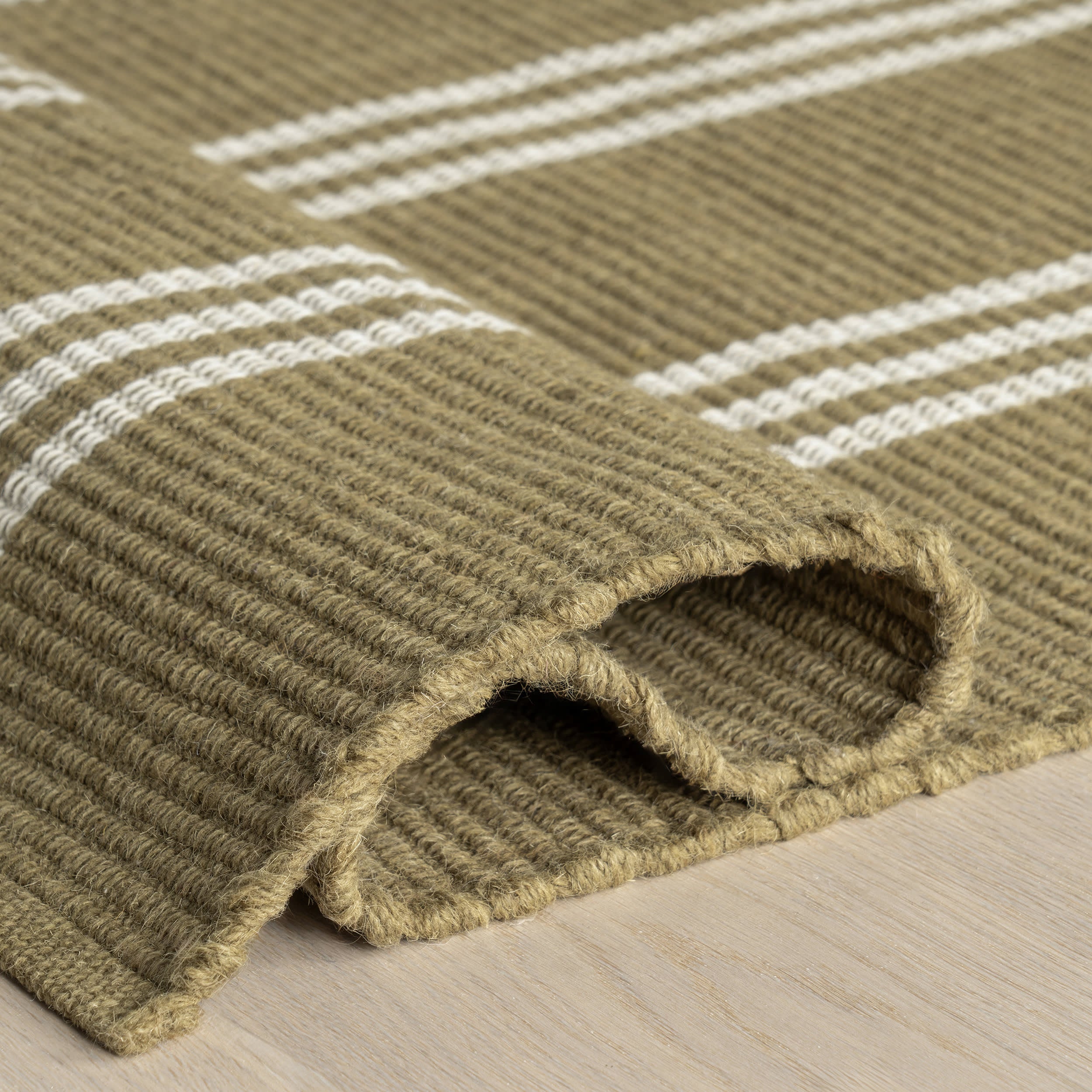 Hawthorn Striped Wool Rug | Olive Green