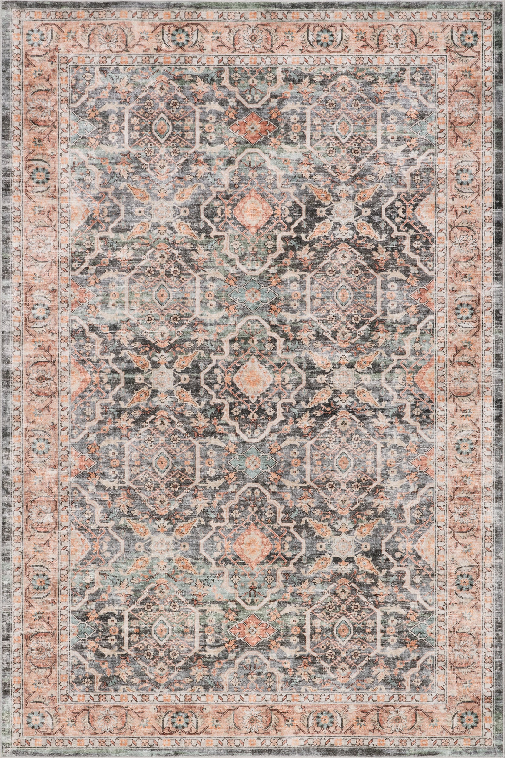 Hadlee Medallion Washable Rug | Peach