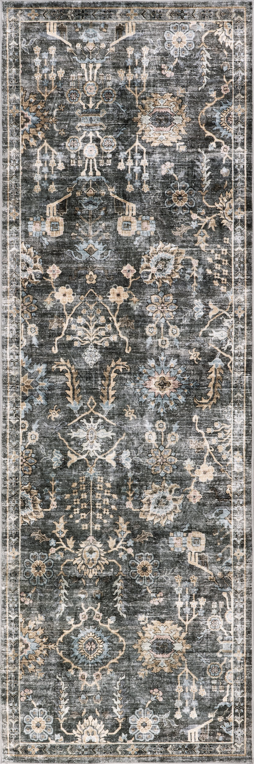 Jaylah Medallion Washable Rug | Charcoal