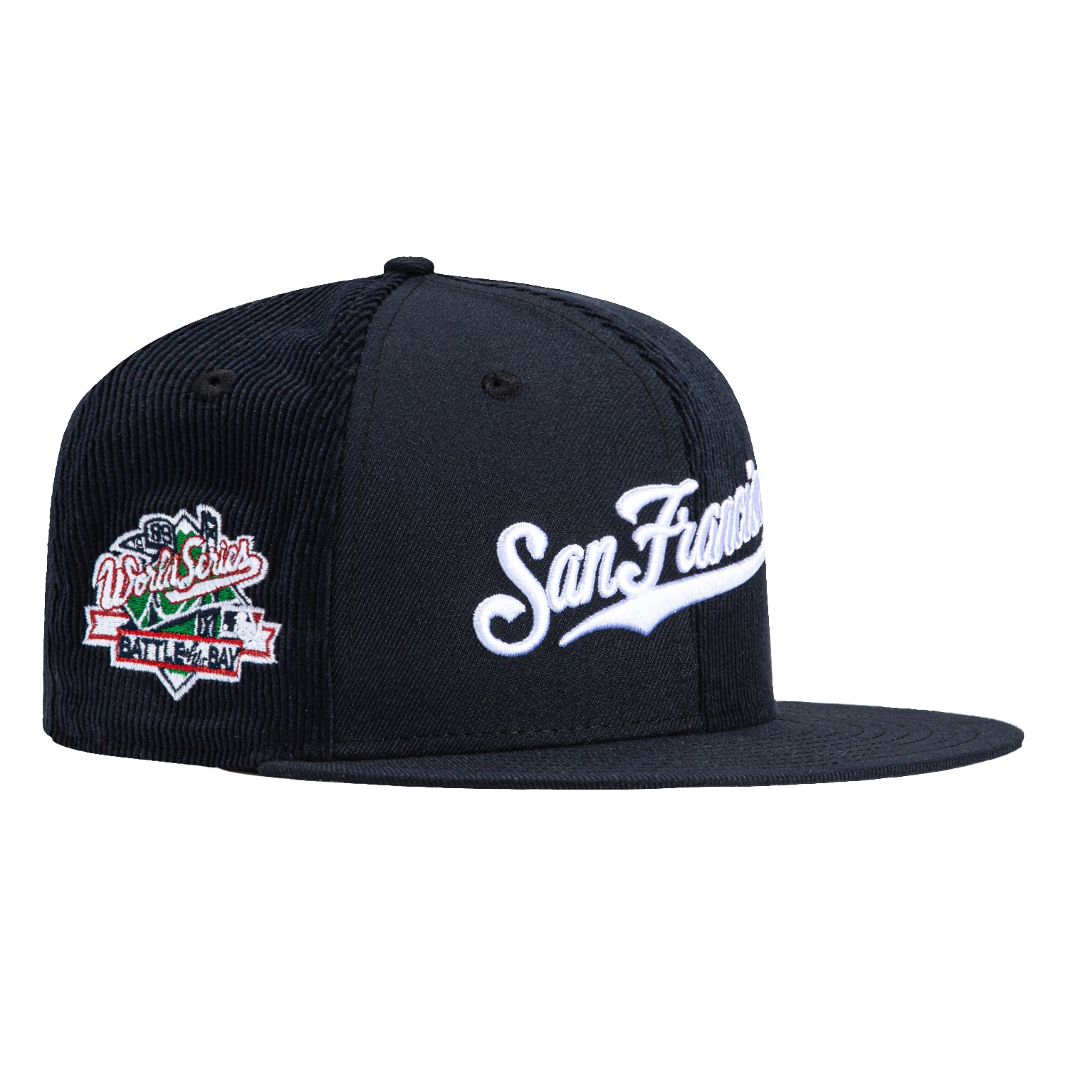 New Era 59Fifty Corduroy San Francisco Giants Battle of the Bay Patch Pinwheel Script Hat - Navy, White