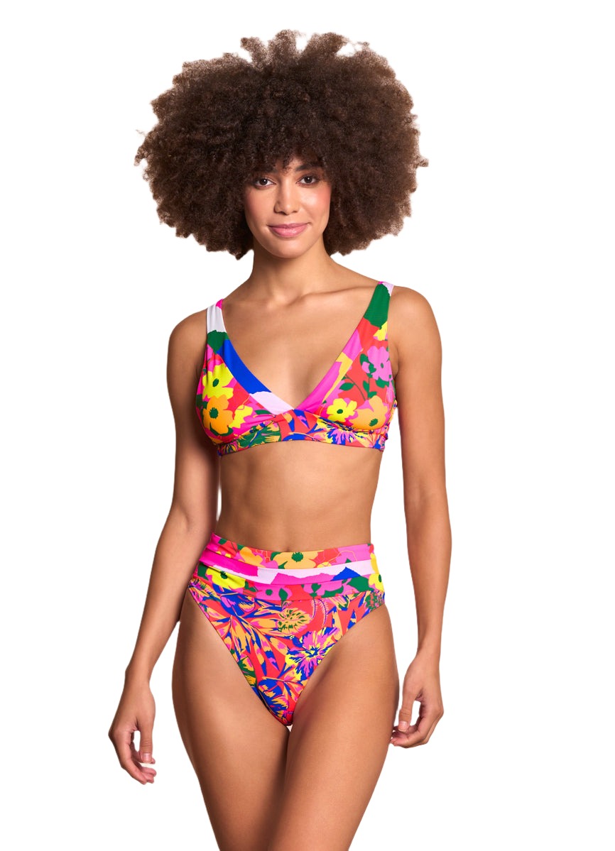 Maaji Crayonflower Rocky Long Line Triangle Bikini Top