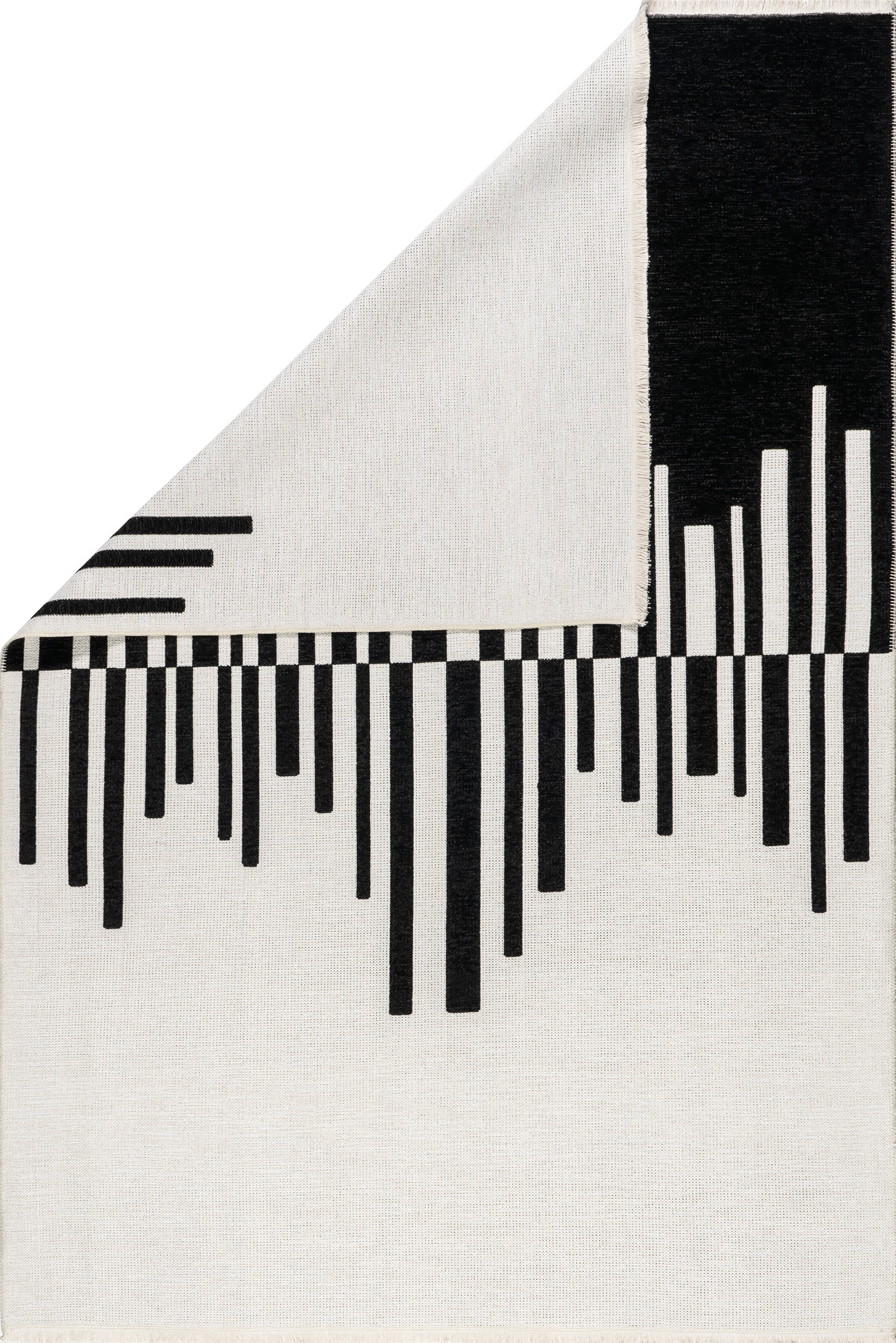 Alayah Piano Keys Reversible Washable Rug | Black/Cream