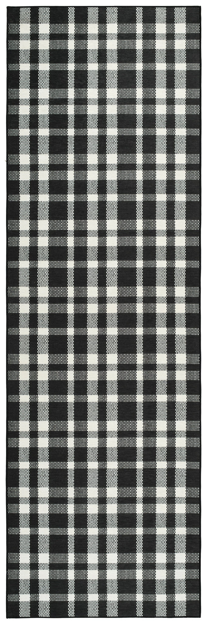 Houston Plaid Black Machine Washable Rug