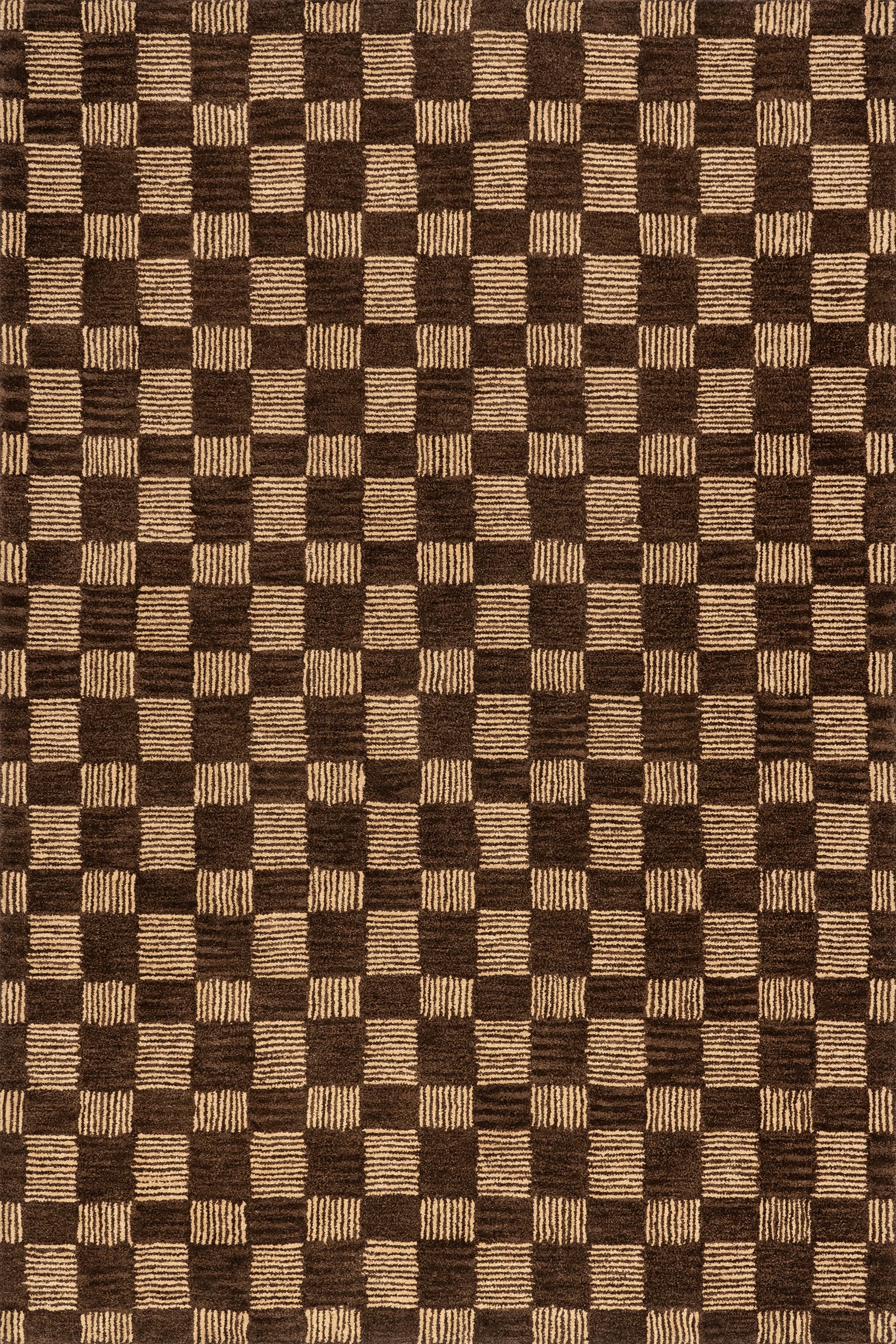 Quince Checked Wool Rug | Brown