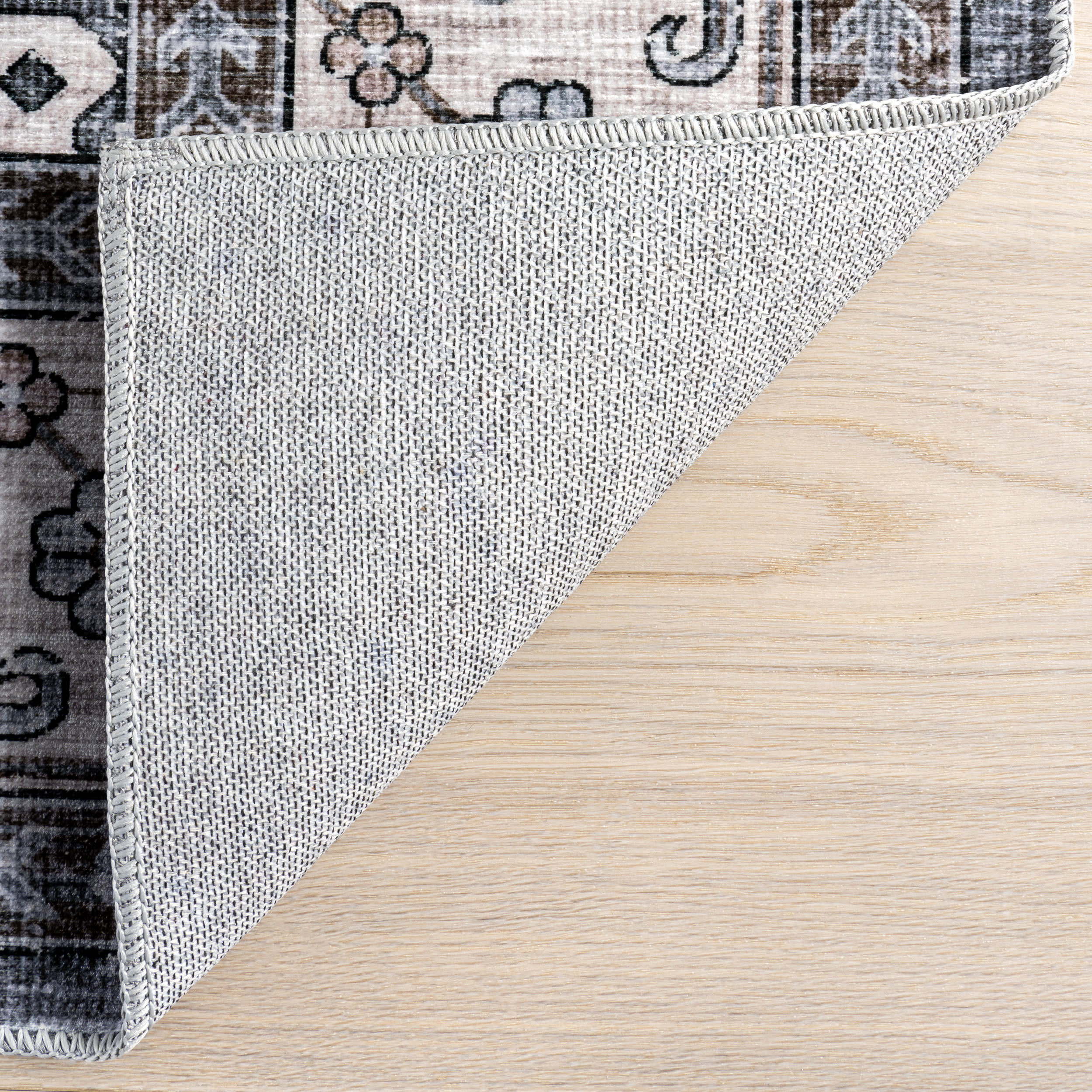 Myrtle Spill Proof Washable Vintage Rug | Grey