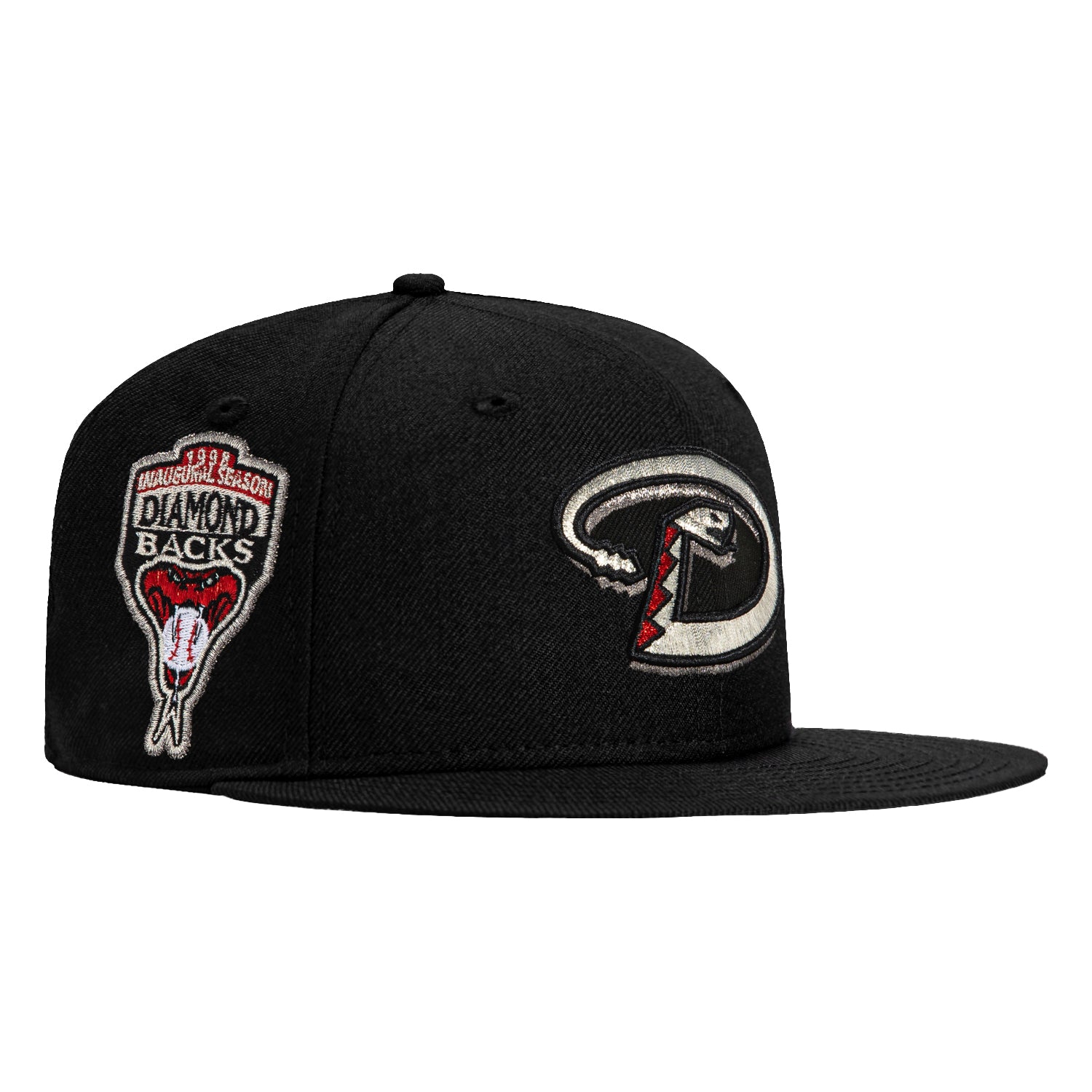 New Era 59Fifty Arizona Diamondbacks Inaugural Patch D Hat - Black, Metallic Silver, Red