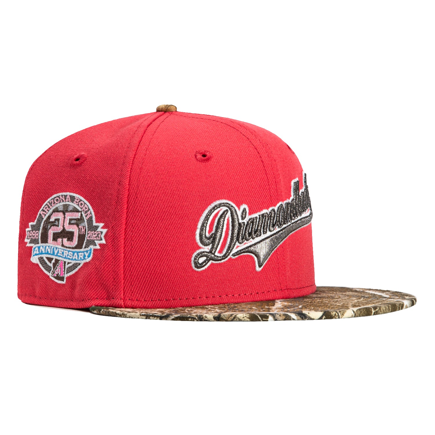 New Era 59Fifty Arizona Diamondbacks 25th Anniversary Patch Script Hat - Infrared, Realtree