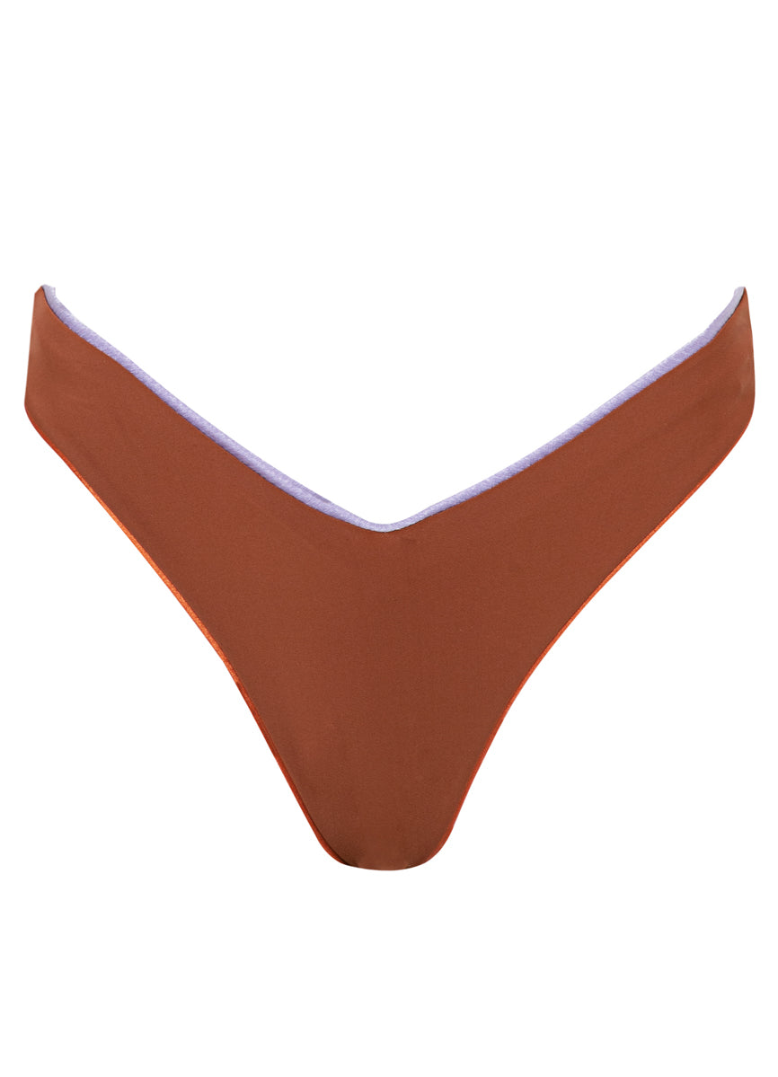 Maaji Satin Umber Resplendent Regular Rise Double V Bikini Bottom