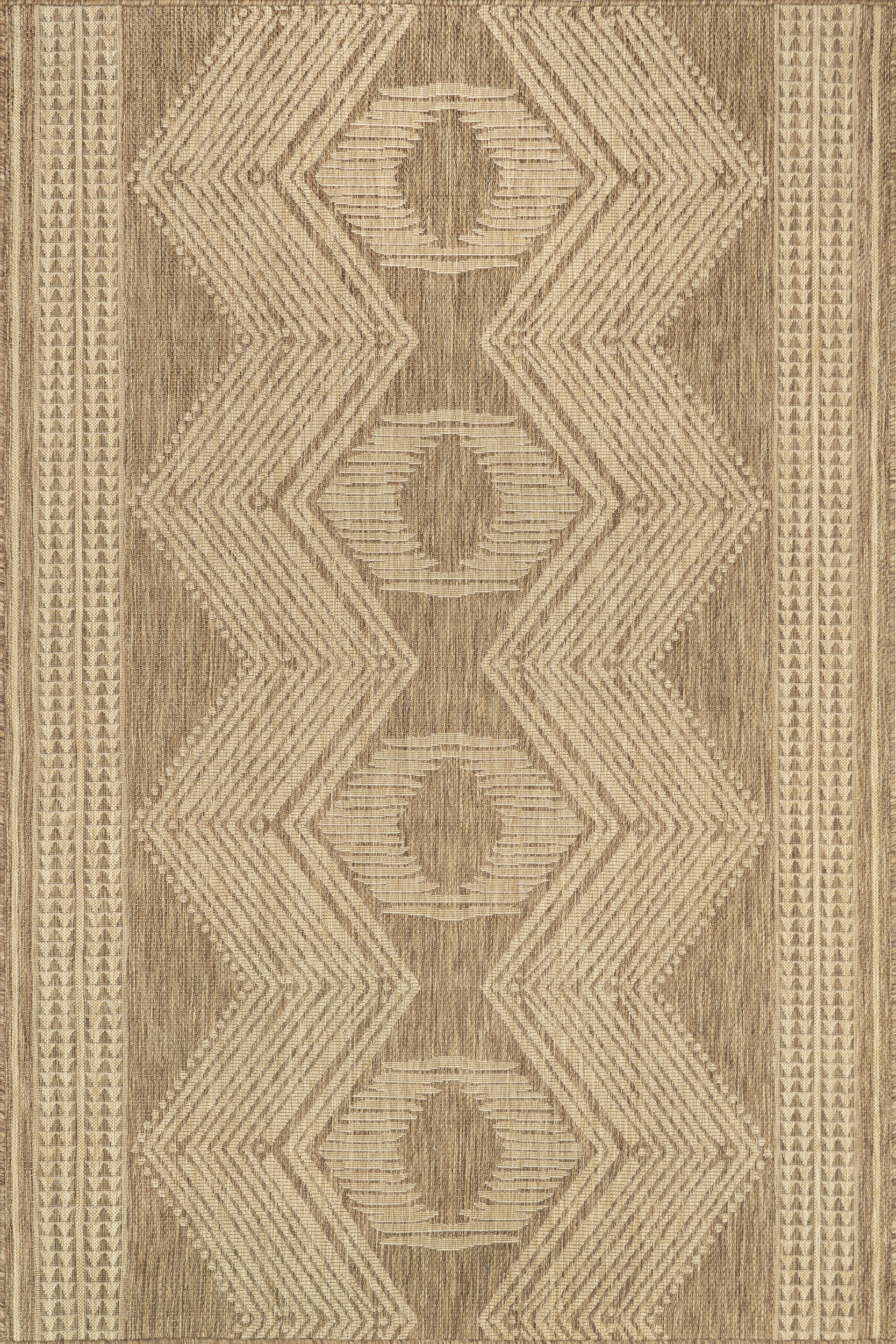 Iris Totem Indoor/Outdoor Flatweave Rug | Light Brown