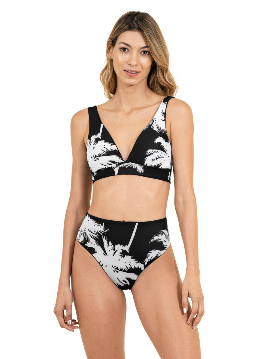 Maaji Jade Black Allure Long Line Triangle Bikini Top