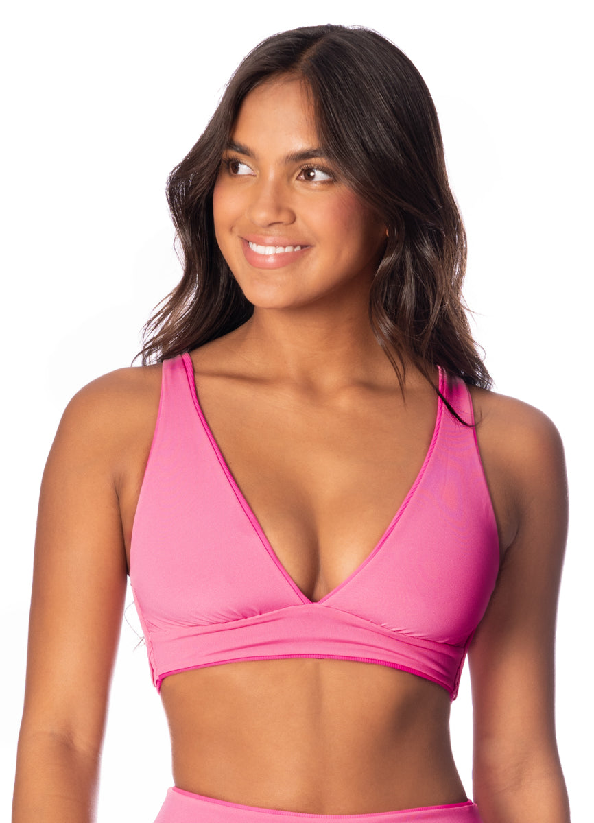 Maaji Radiant Pink Allure Long Line Triangle Bikini Top