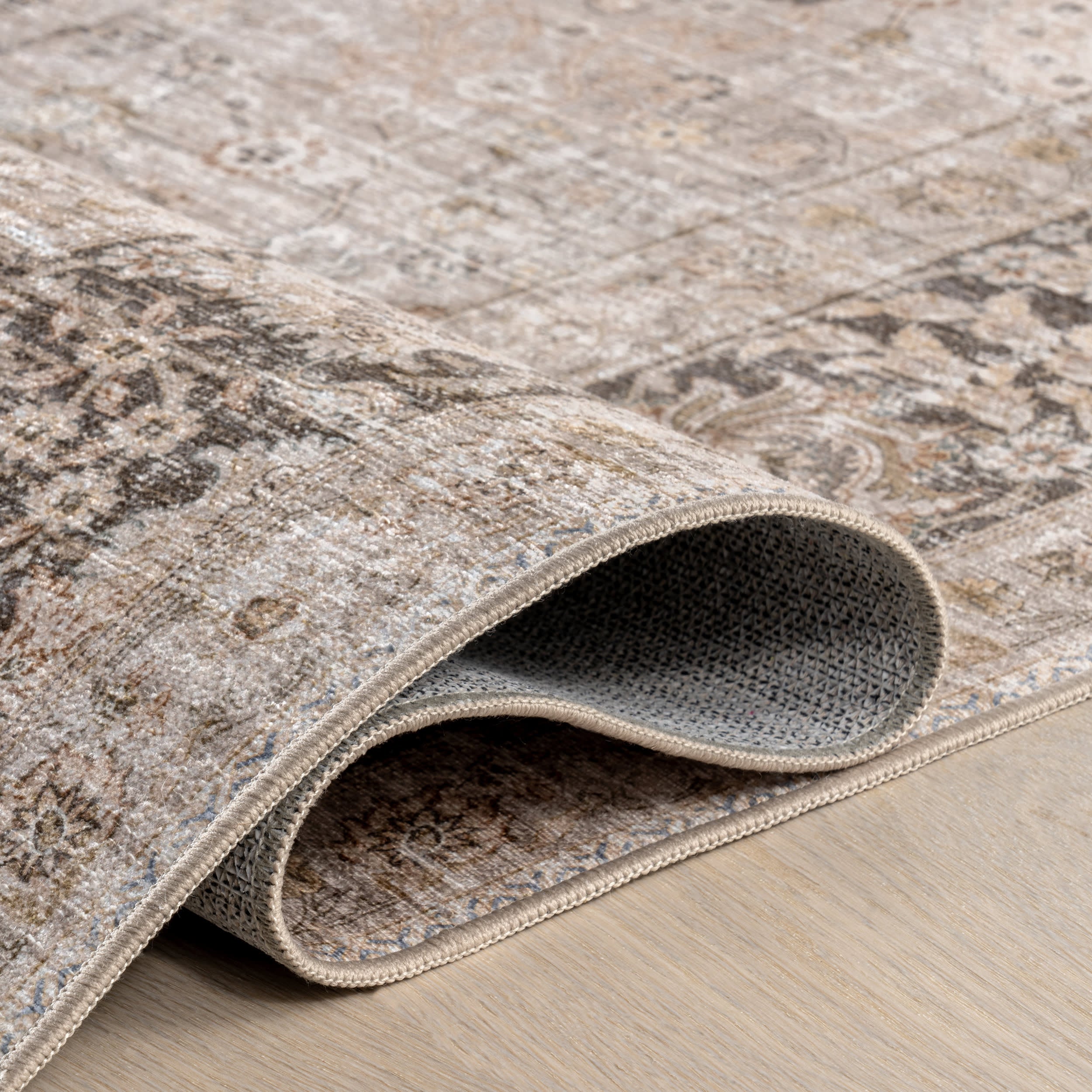 Bayberry Spill Proof Vintage Washable Rug | Sand