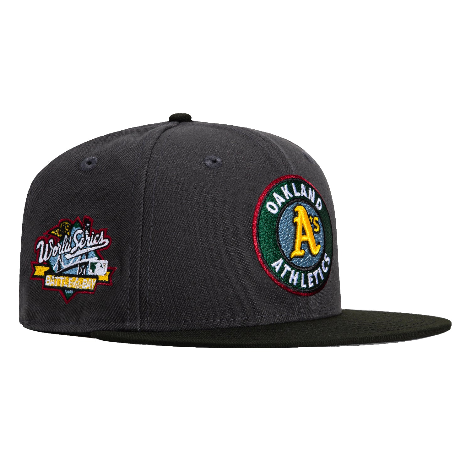 New Era 59Fifty Oakland Athletics Battle of the Bay Patch Logo Hat - Graphite, Black, Light Blue, Green