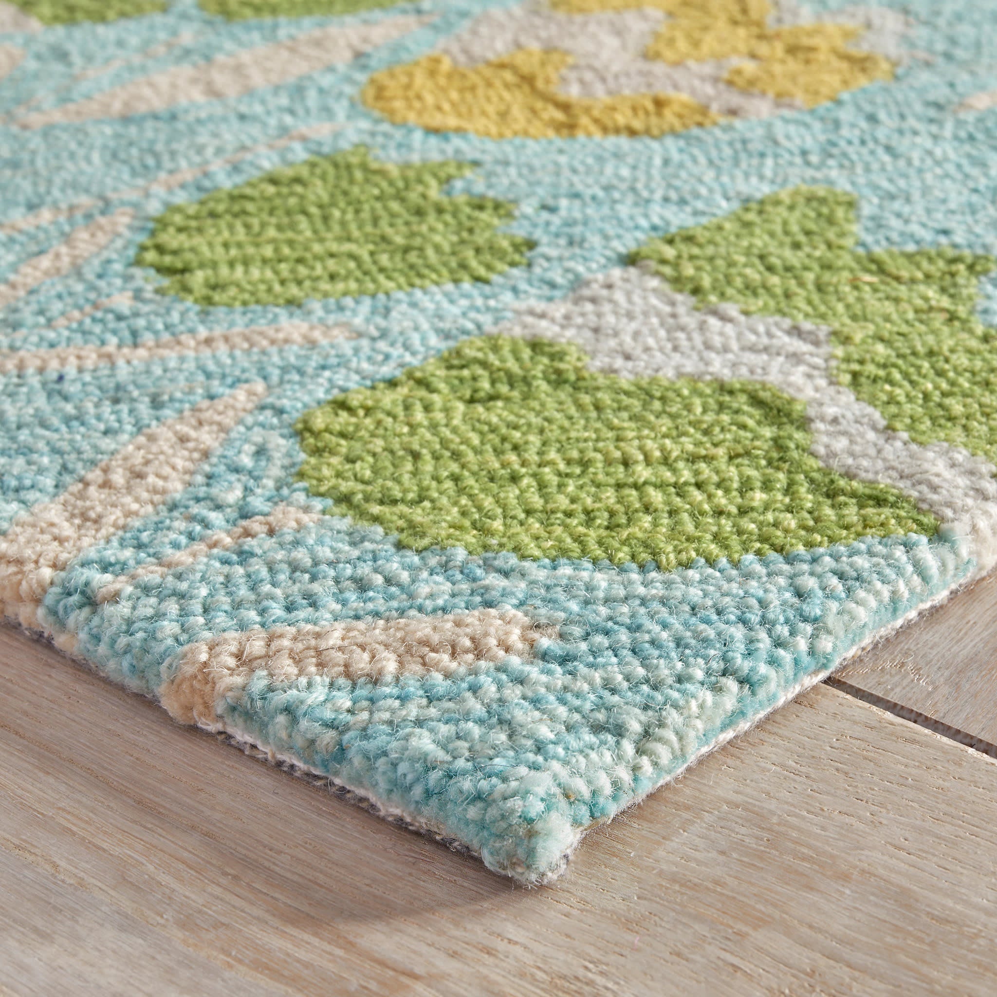 Zelie Aqua Hand Micro Hooked Wool Rug