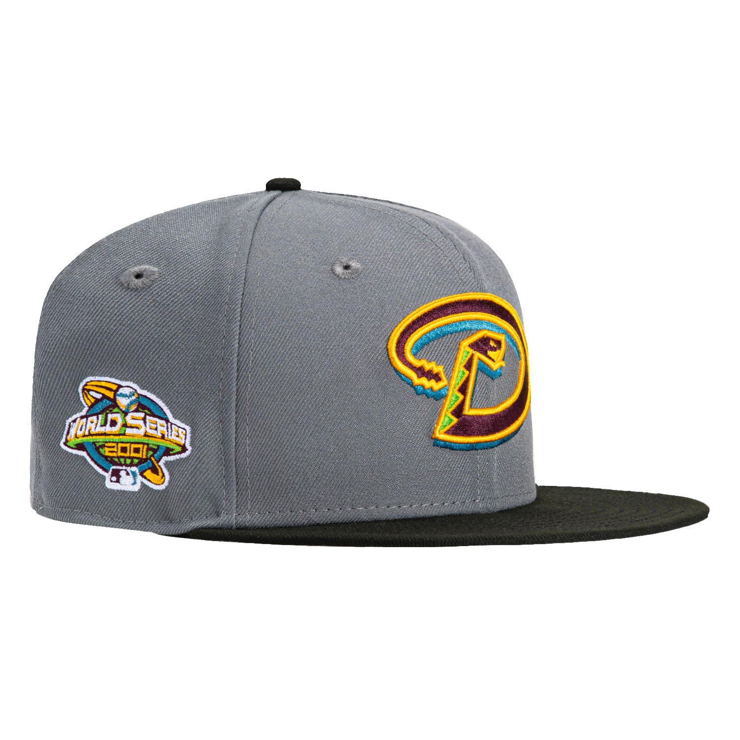 New Era 59Fifty Arizona Diamondbacks 2001 World Series Patch D Hat - Storm Grey, Black, Maroon, Gold