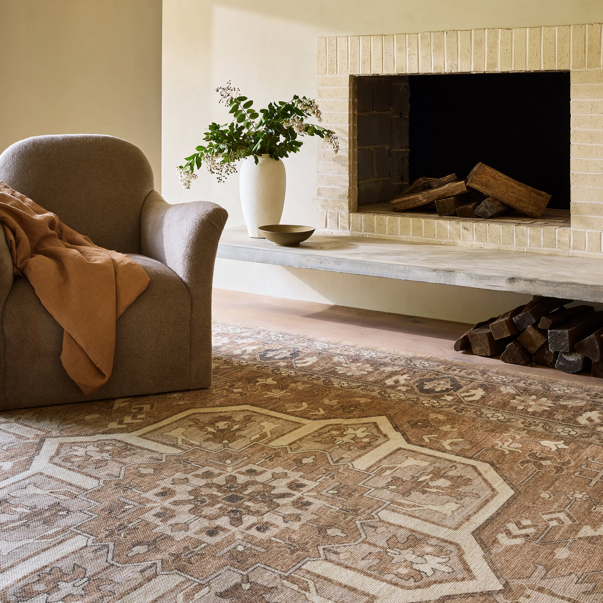 Evermore Medallion Wool and Cotton Rug | Brown