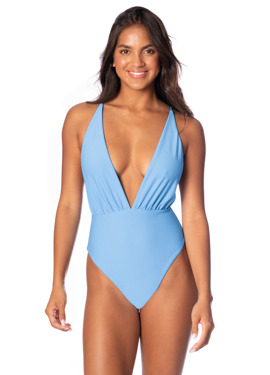 Maaji Stone Blue Safri Plunge One Piece