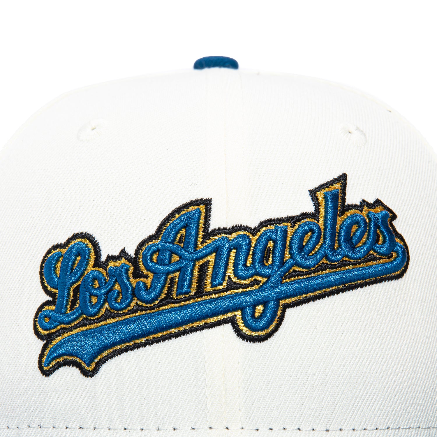 New Era 59Fifty Los Angeles Dodgers Japan Flag Patch Script Hat - White, Indigo, Metallic Gold