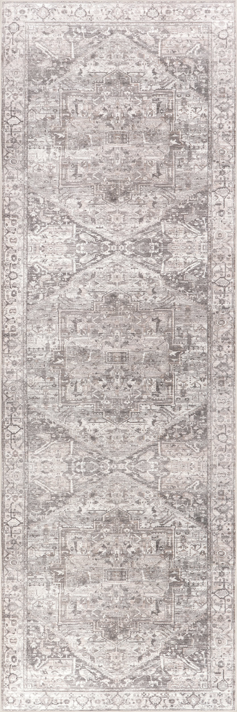 Atrium Medallion Spill Proof Washable Rug | Grey